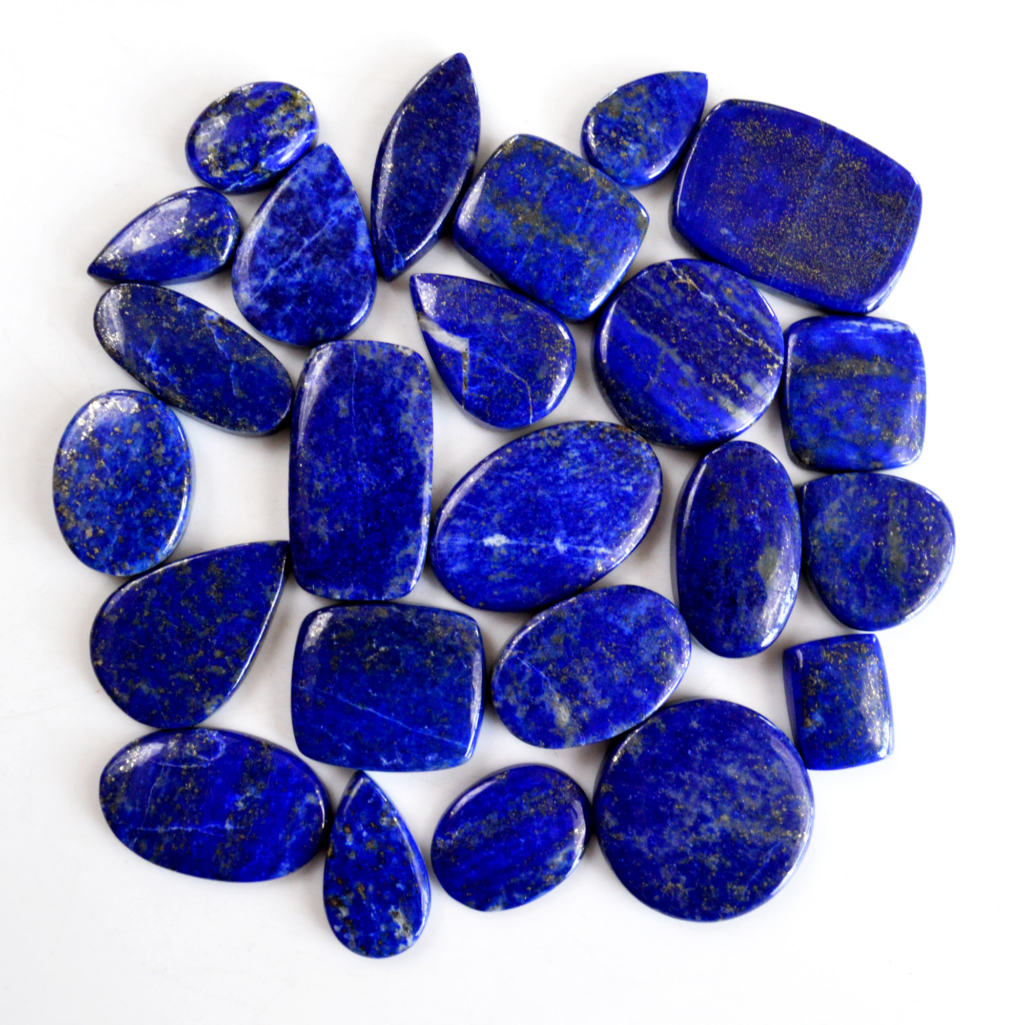 24 Pcs 419 Cts Natural Lapis Lazuli Cabochon Gemstone Lot For Jewelry Making 15x10-27x20mm14105