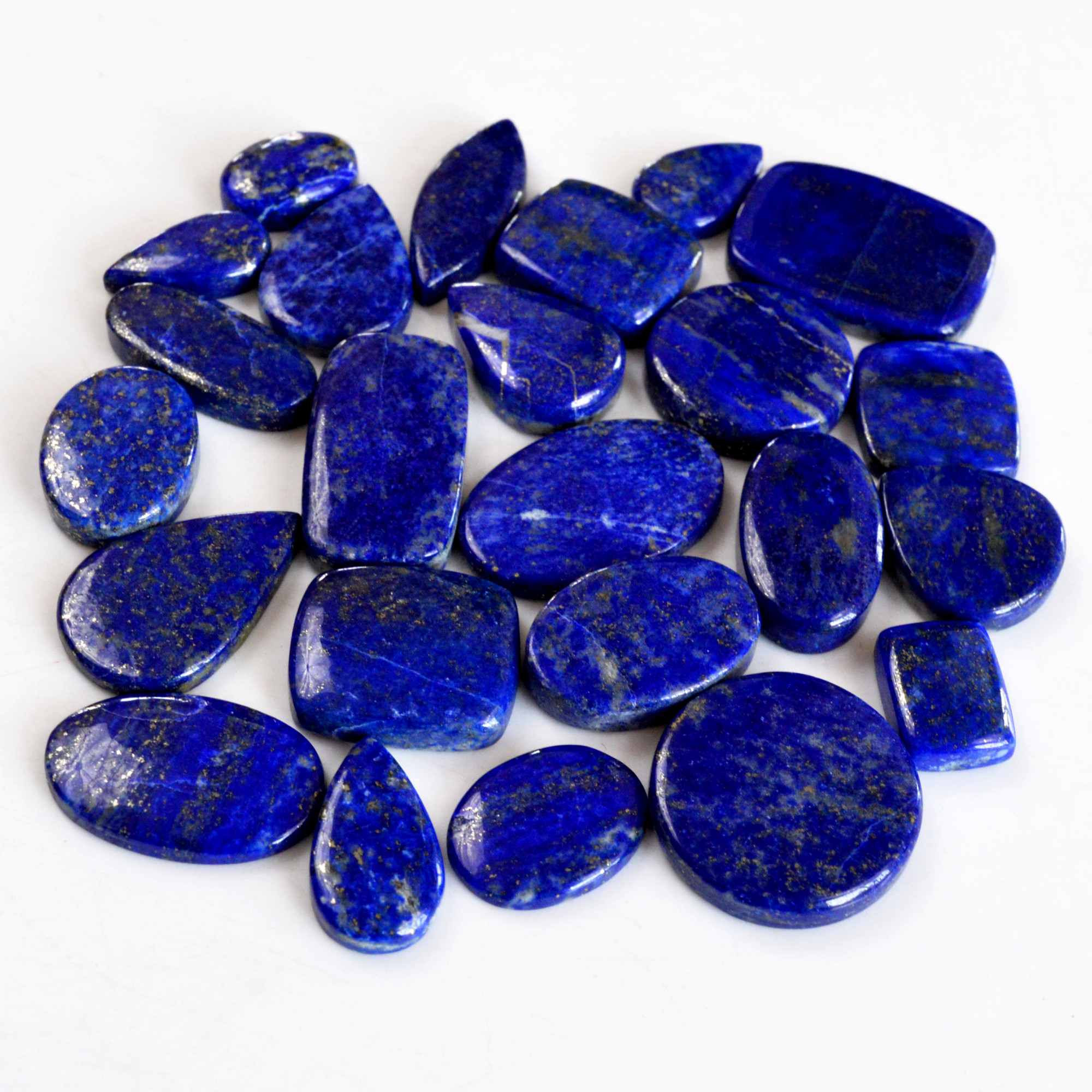 24 Pcs 419 Cts Natural Lapis Lazuli Cabochon Gemstone Lot For Jewelry Making 15x10-27x20mm14105