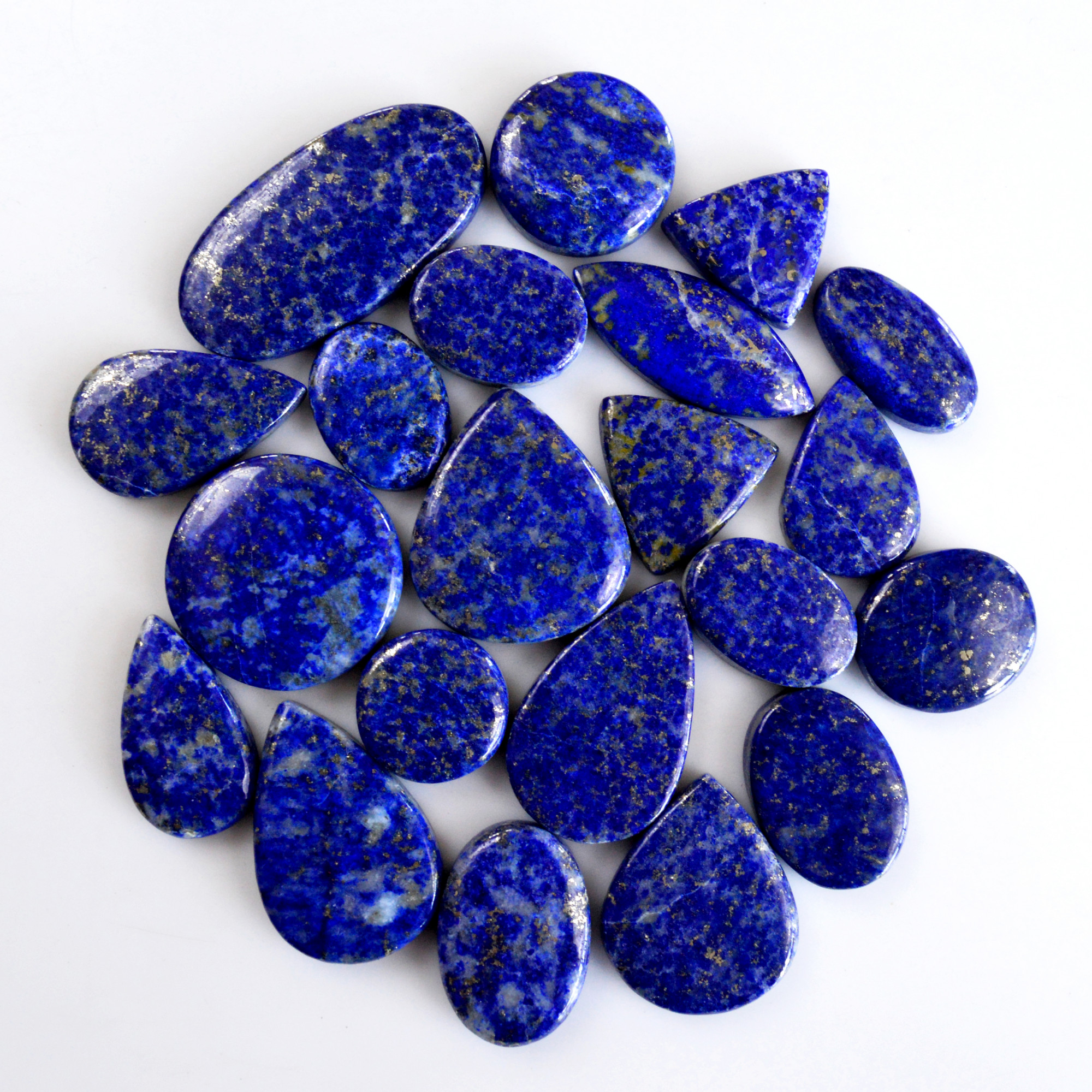 21 Pcs 406 Cts Natural Lapis Lazuli Cabochon Gemstone Lot For Jewelry Making 17x13-26x22mm14106