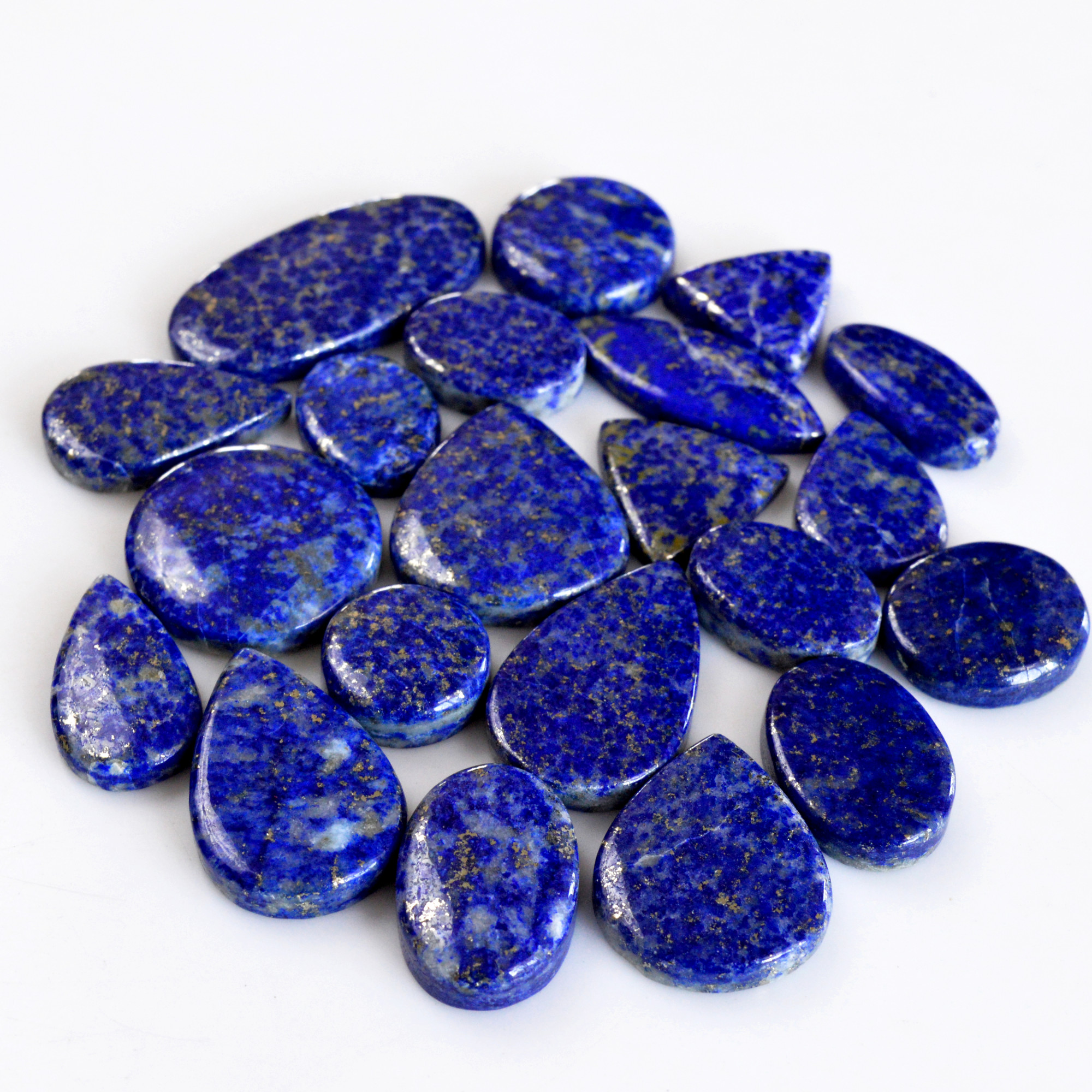 21 Pcs 406 Cts Natural Lapis Lazuli Cabochon Gemstone Lot For Jewelry Making 17x13-26x22mm14106