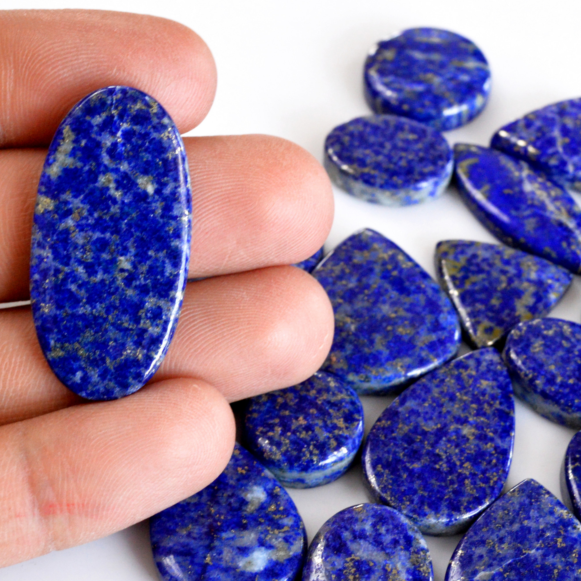 21 Pcs 406 Cts Natural Lapis Lazuli Cabochon Gemstone Lot For Jewelry Making 17x13-26x22mm14106