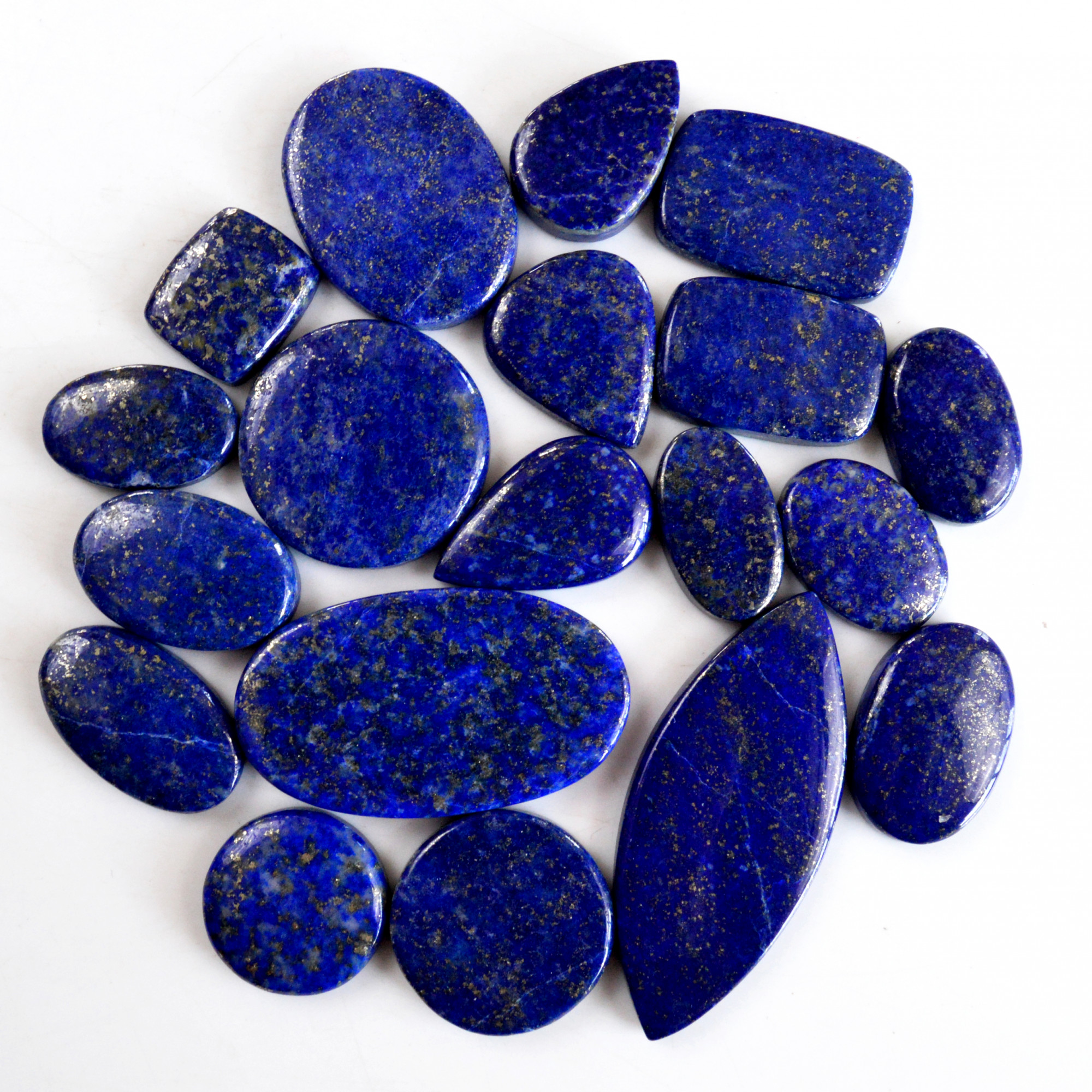 19 Pcs 375 Cts Natural Lapis Lazuli Cabochon Gemstone Lot For Jewelry Making 15x12-45x19mm14107