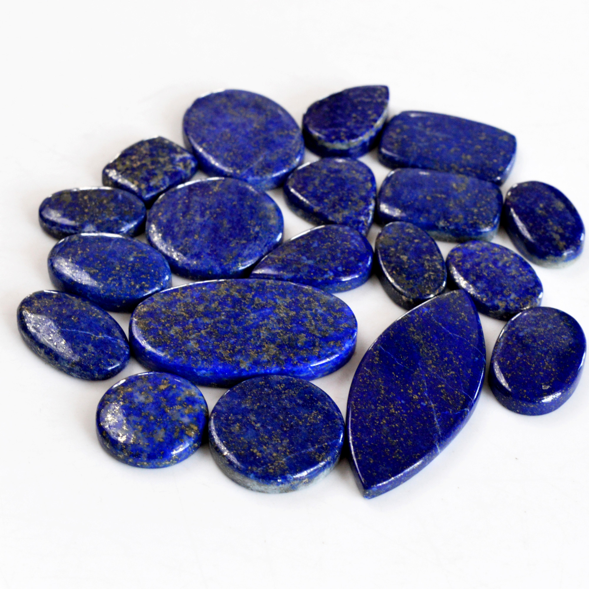 19 Pcs 375 Cts Natural Lapis Lazuli Cabochon Gemstone Lot For Jewelry Making 15x12-45x19mm14107