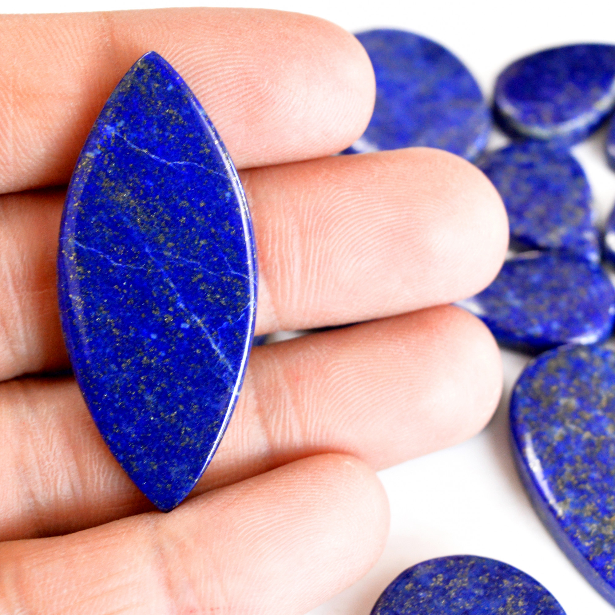 19 Pcs 375 Cts Natural Lapis Lazuli Cabochon Gemstone Lot For Jewelry Making 15x12-45x19mm14107