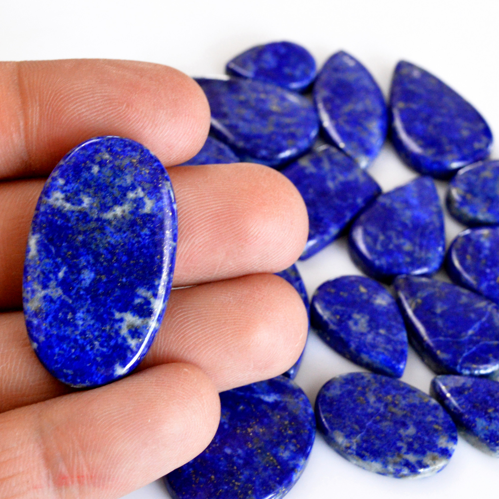 18 Pcs 362 Cts Natural Lapis Lazuli Cabochon Gemstone Lot For Jewelry Making 18x10-34x20mm14108