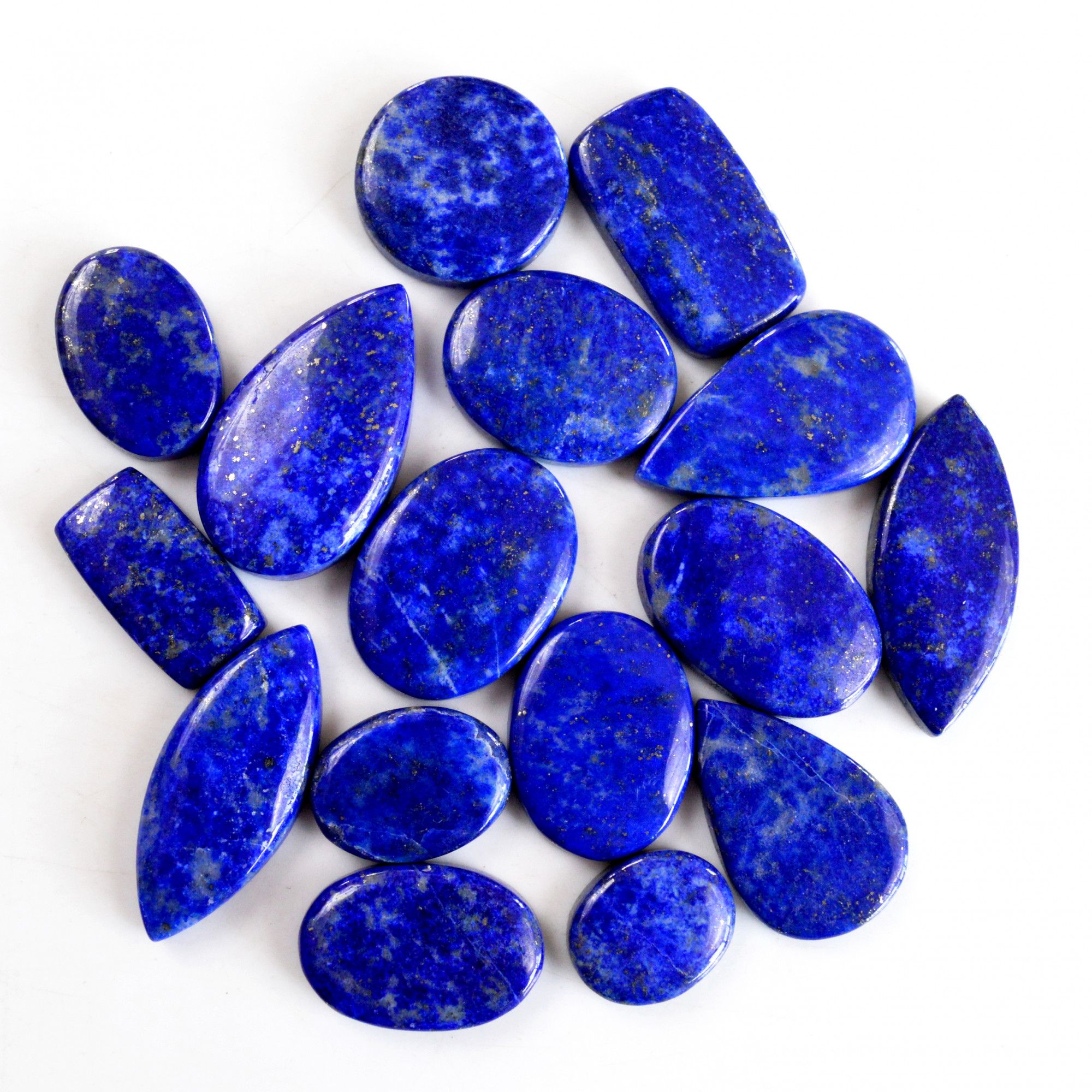 16 Pcs 281 Cts Natural Lapis Lazuli Cabochon Gemstone Lot For Jewelry Making 14x11-28x16mm14109