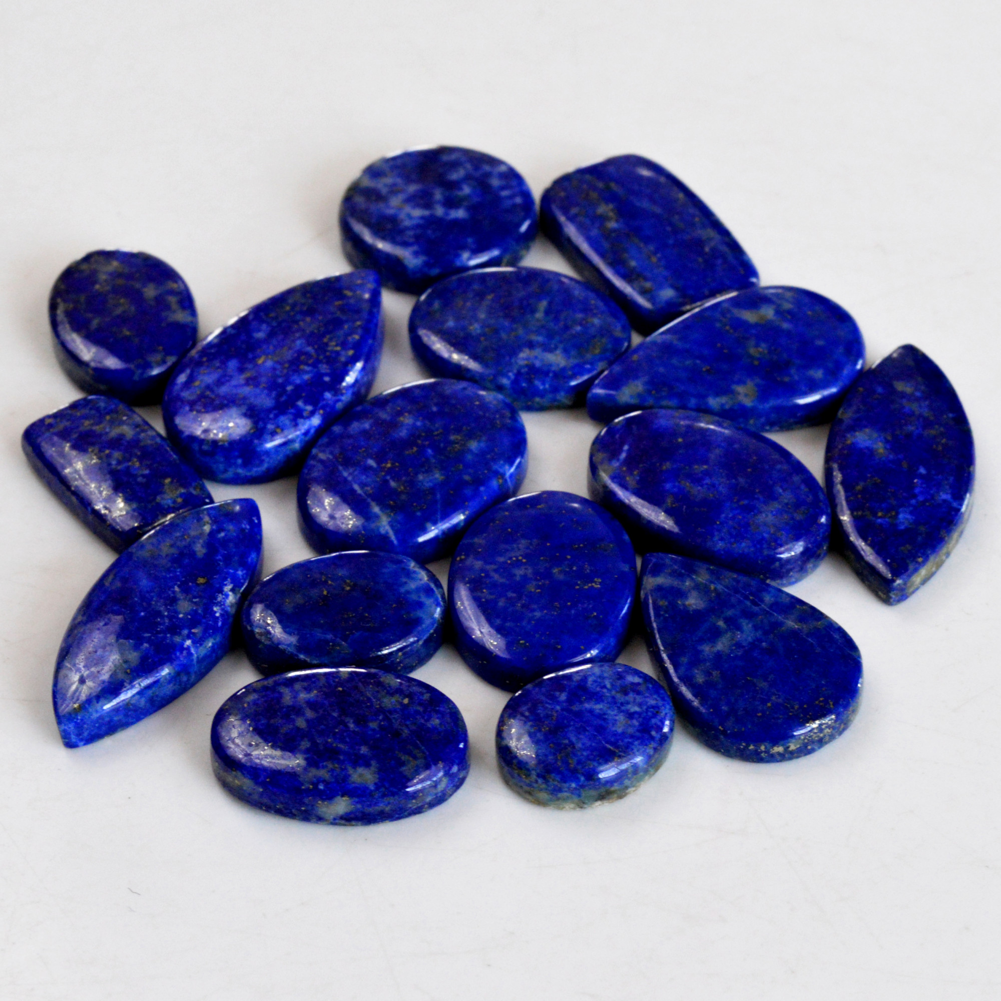 16 Pcs 281 Cts Natural Lapis Lazuli Cabochon Gemstone Lot For Jewelry Making 14x11-28x16mm14109