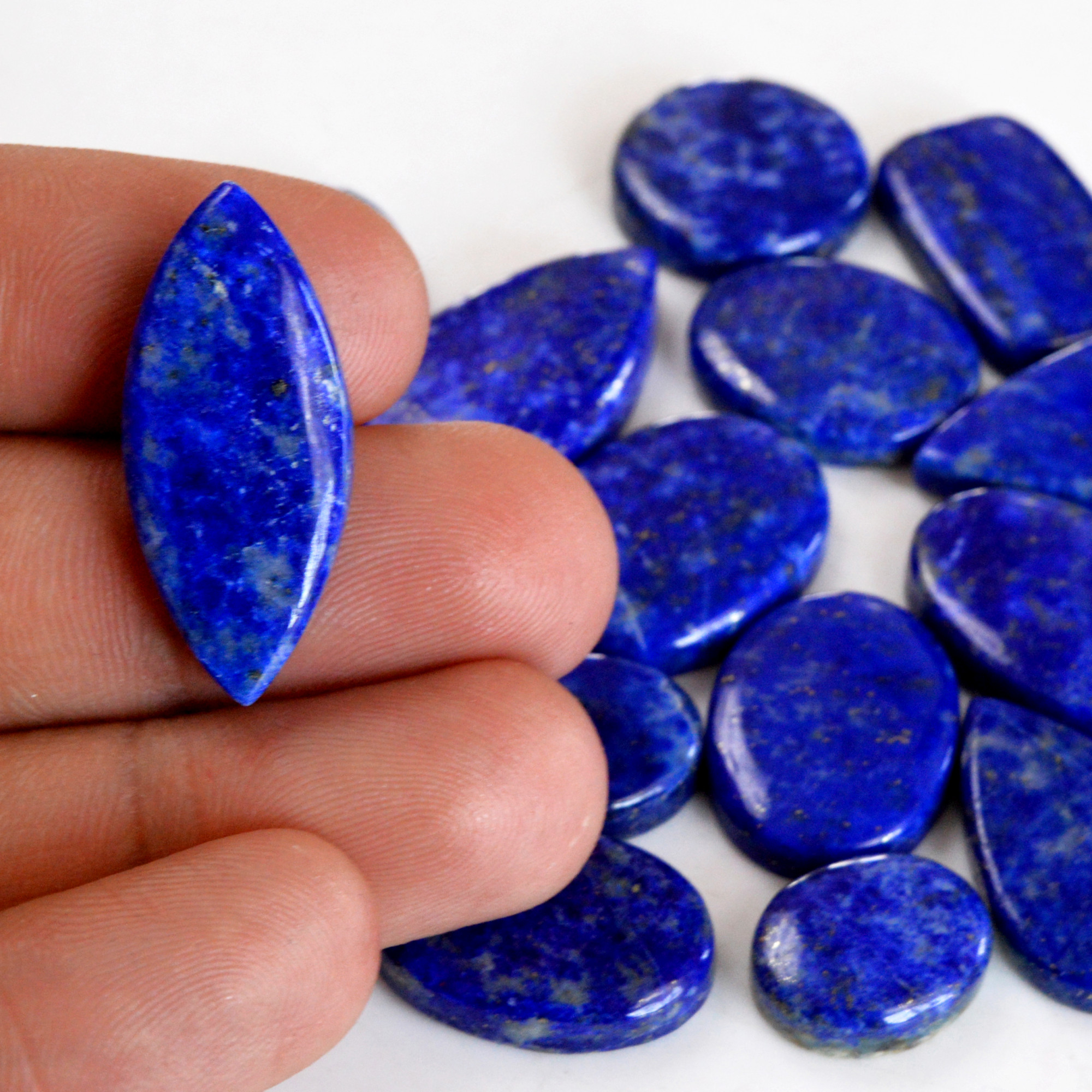 16 Pcs 281 Cts Natural Lapis Lazuli Cabochon Gemstone Lot For Jewelry Making 14x11-28x16mm14109