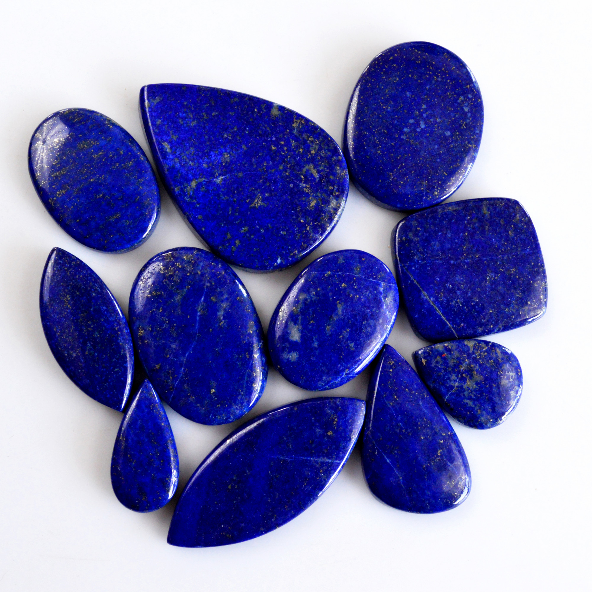 11 Pcs 330 Cts Natural Lapis Lazuli Cabochon Gemstone Lot For Jewelry Making 20x10-39x27mm14110