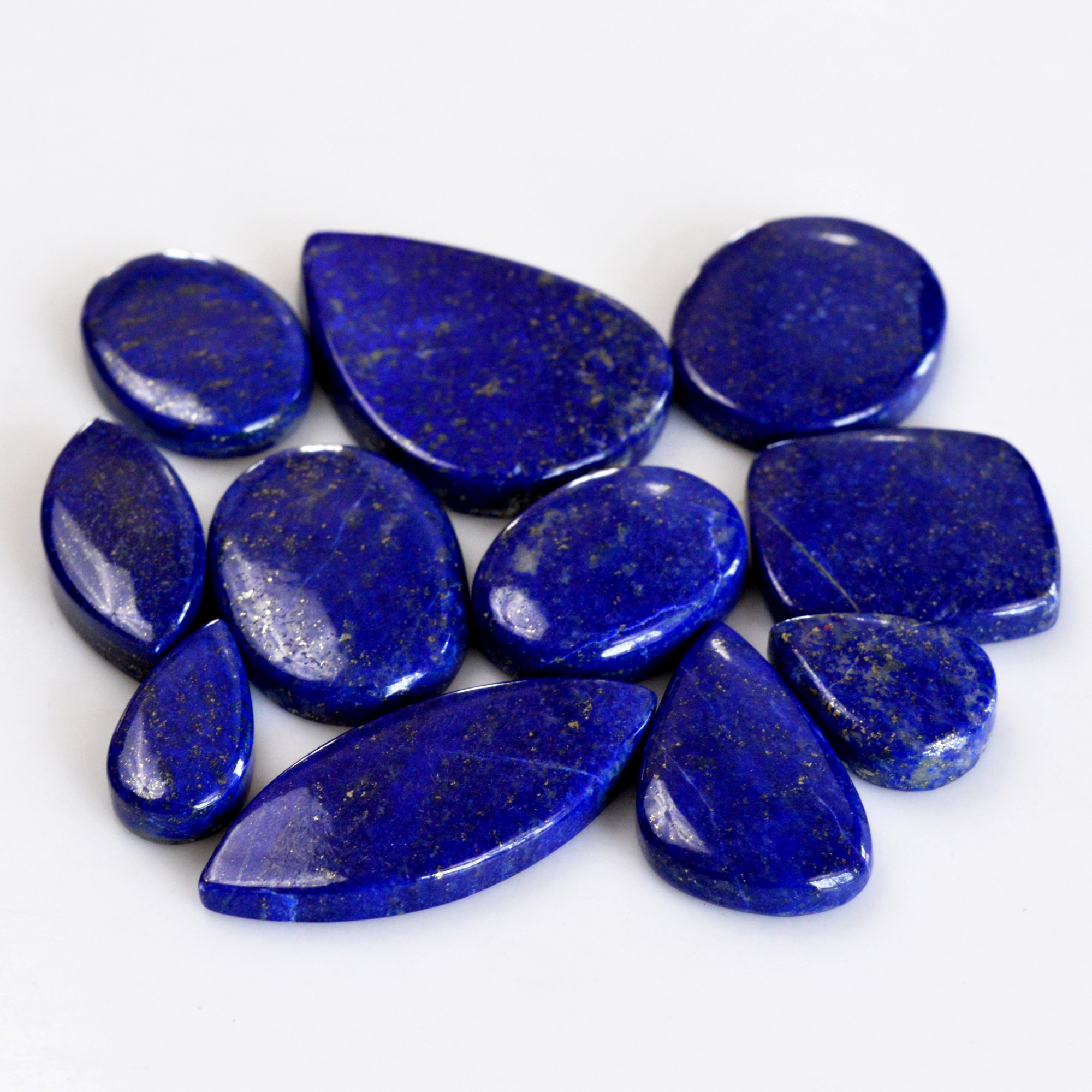 11 Pcs 330 Cts Natural Lapis Lazuli Cabochon Gemstone Lot For Jewelry Making 20x10-39x27mm14110