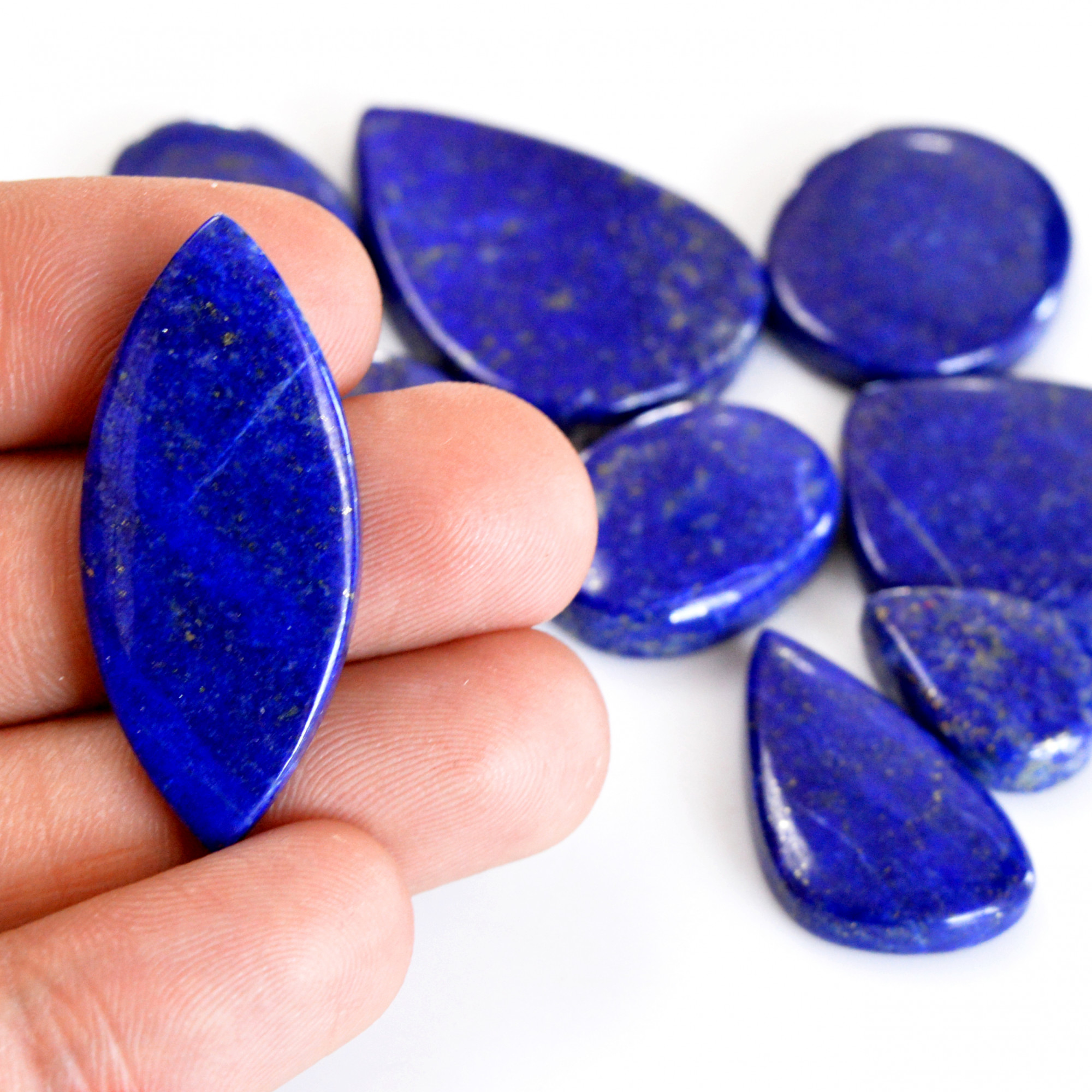 11 Pcs 330 Cts Natural Lapis Lazuli Cabochon Gemstone Lot For Jewelry Making 20x10-39x27mm14110