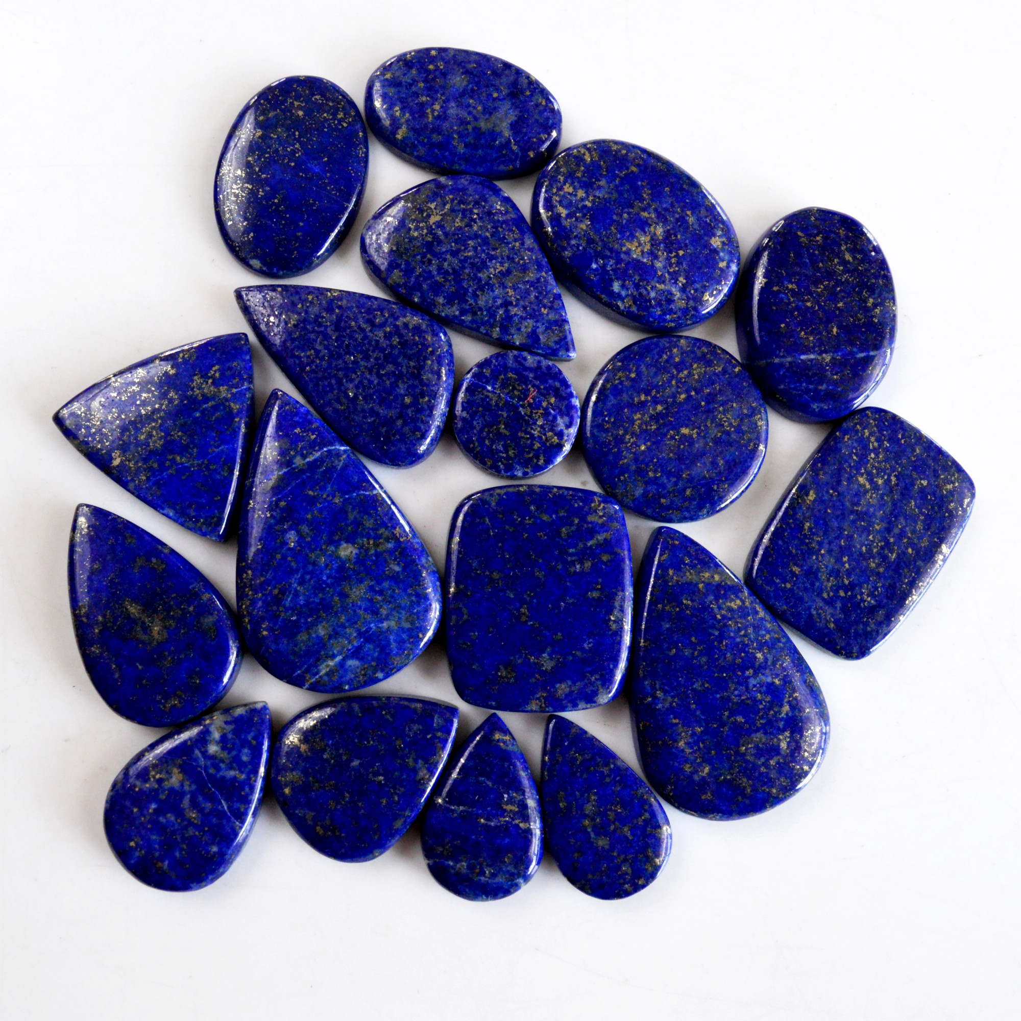 18 Pcs 363 Cts Natural Lapis Lazuli Cabochon Gemstone Lot For Jewelry Making 18x12-31x20mm14111