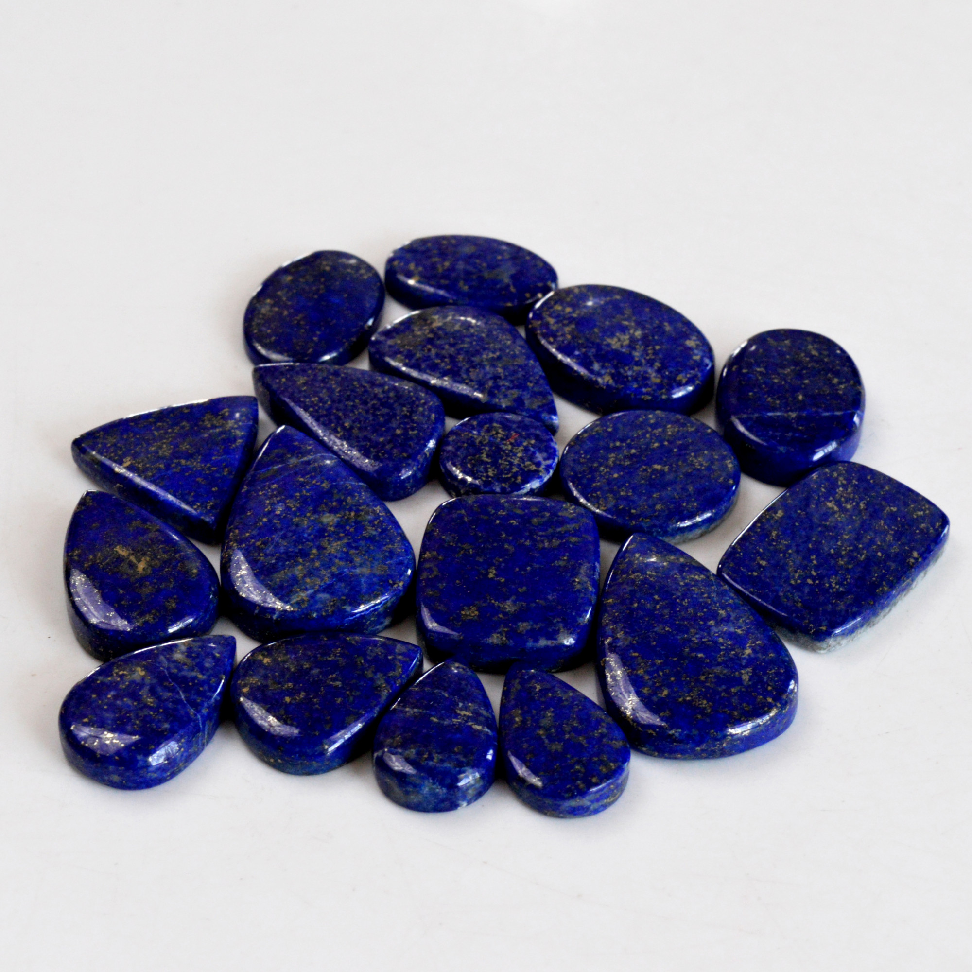 18 Pcs 363 Cts Natural Lapis Lazuli Cabochon Gemstone Lot For Jewelry Making 18x12-31x20mm14111