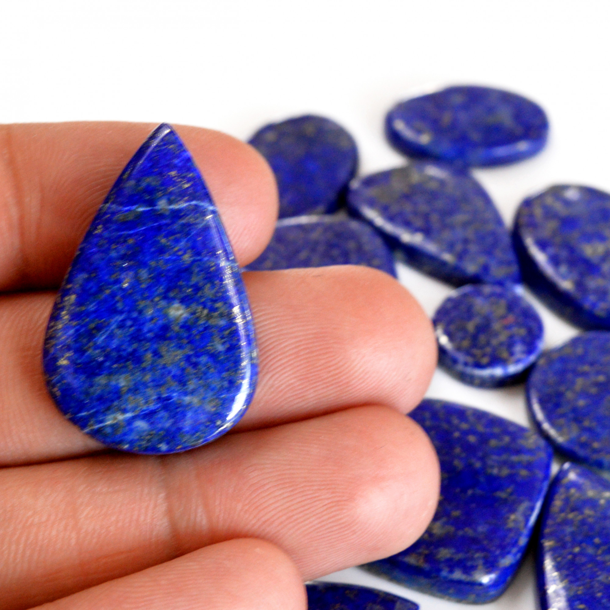 18 Pcs 363 Cts Natural Lapis Lazuli Cabochon Gemstone Lot For Jewelry Making 18x12-31x20mm14111