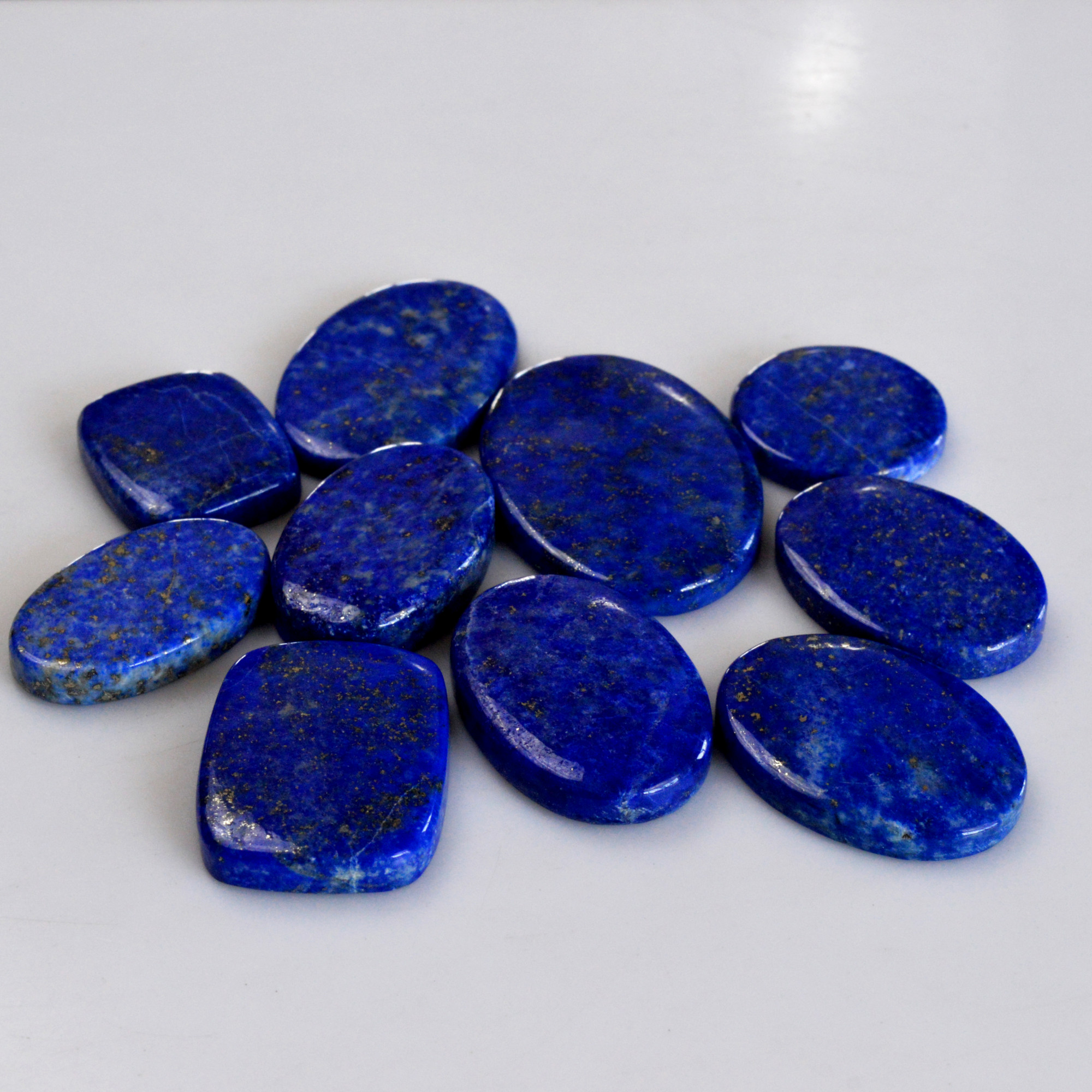 10 Pcs 377 Cts Natural Lapis Lazuli Cabochon Gemstone Lot For Jewelry Making 22x22-40x27mm14112