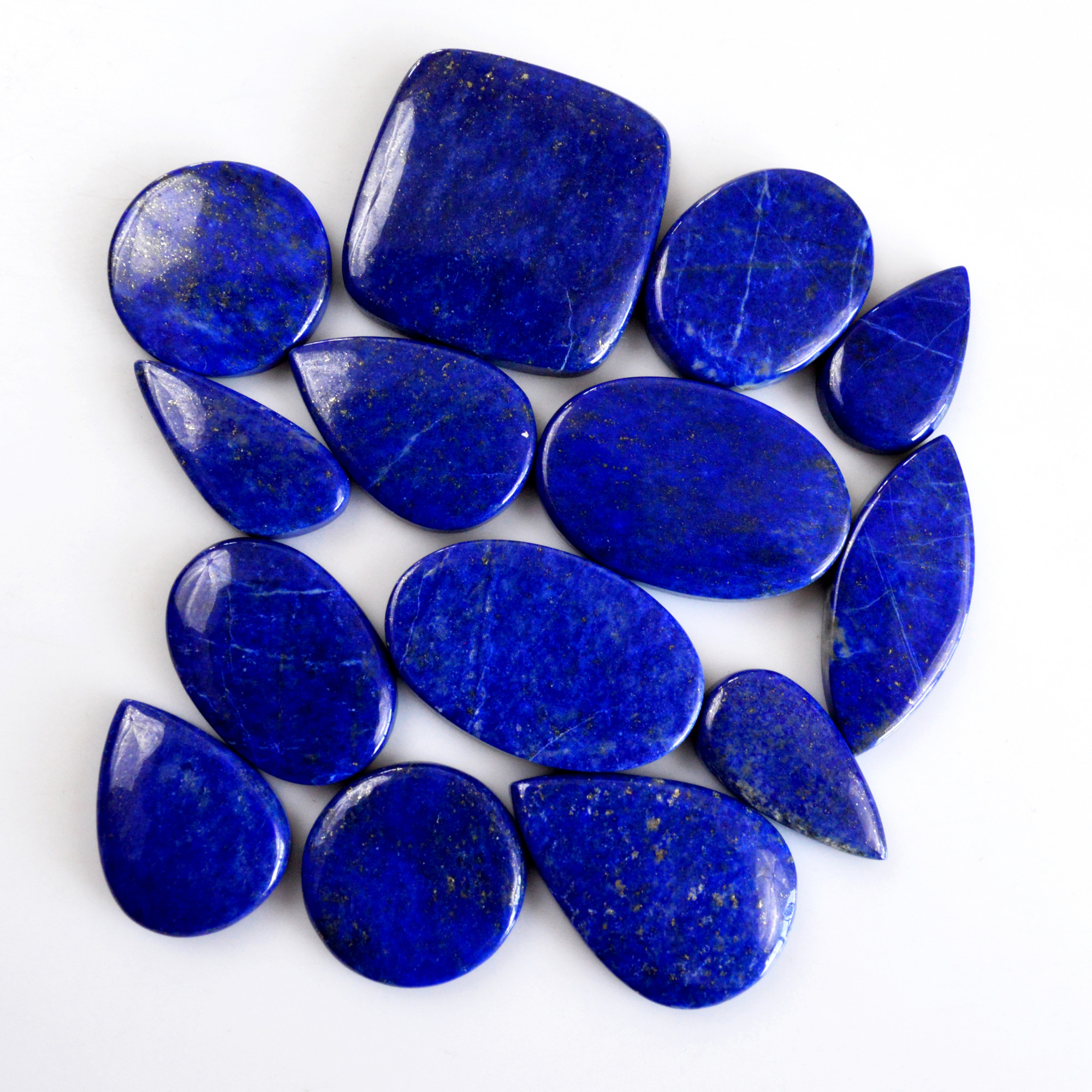 14 Pcs 381 Cts Natural Lapis Lazuli Cabochon Gemstone Lot For Jewelry Making 22x12-30x30mm14114