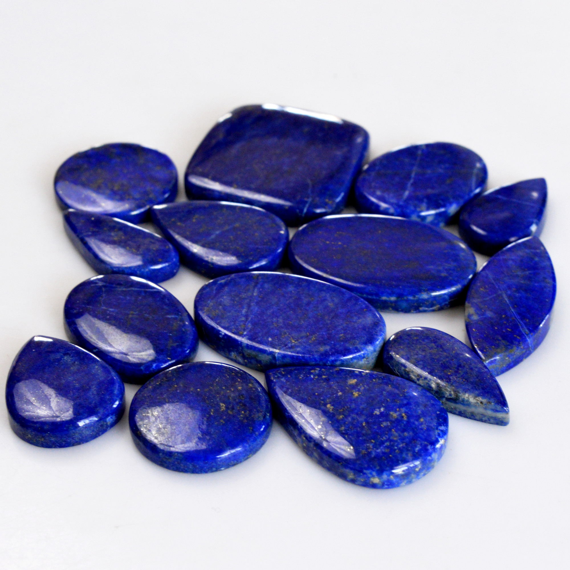 14 Pcs 381 Cts Natural Lapis Lazuli Cabochon Gemstone Lot For Jewelry Making 22x12-30x30mm14114