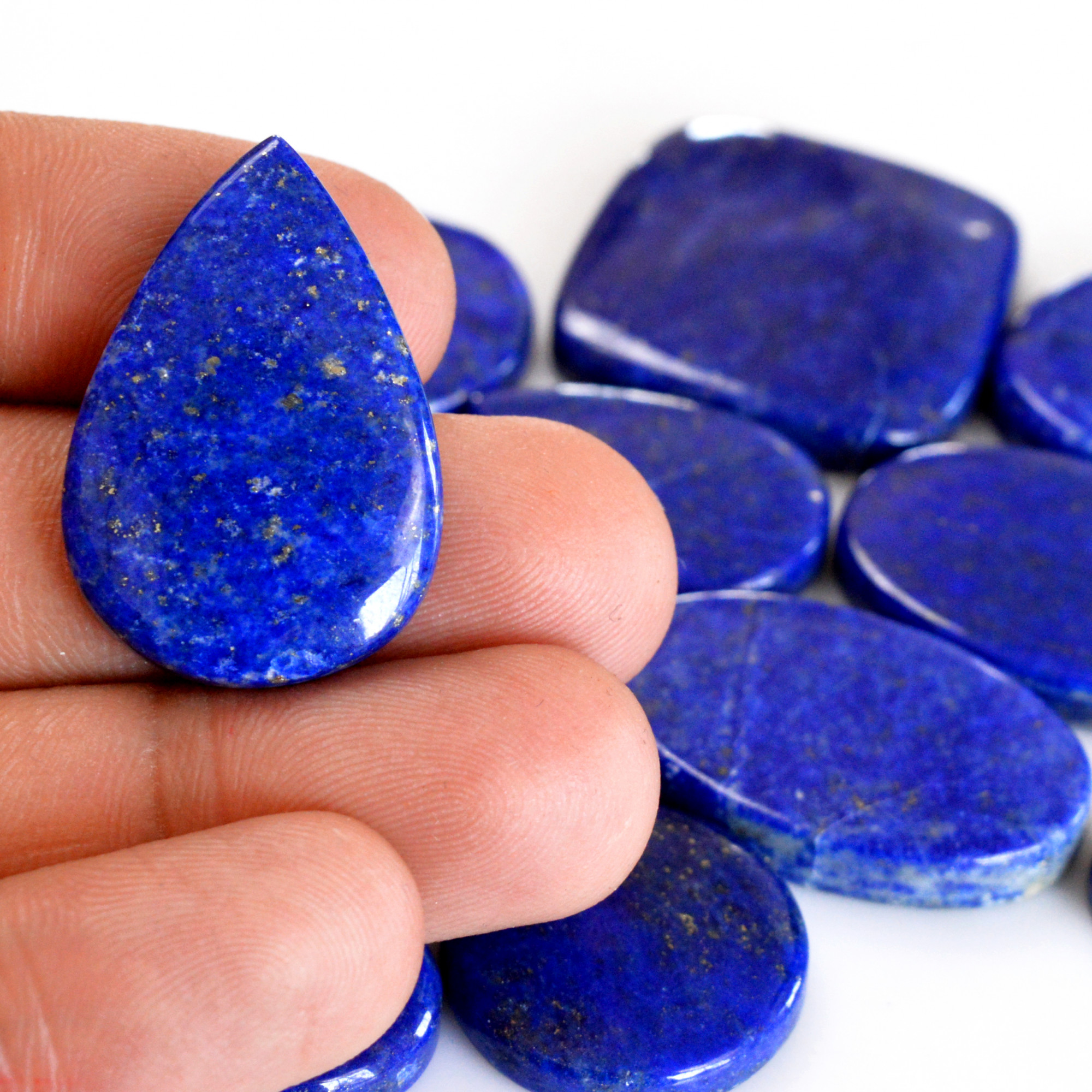 14 Pcs 381 Cts Natural Lapis Lazuli Cabochon Gemstone Lot For Jewelry Making 22x12-30x30mm14114