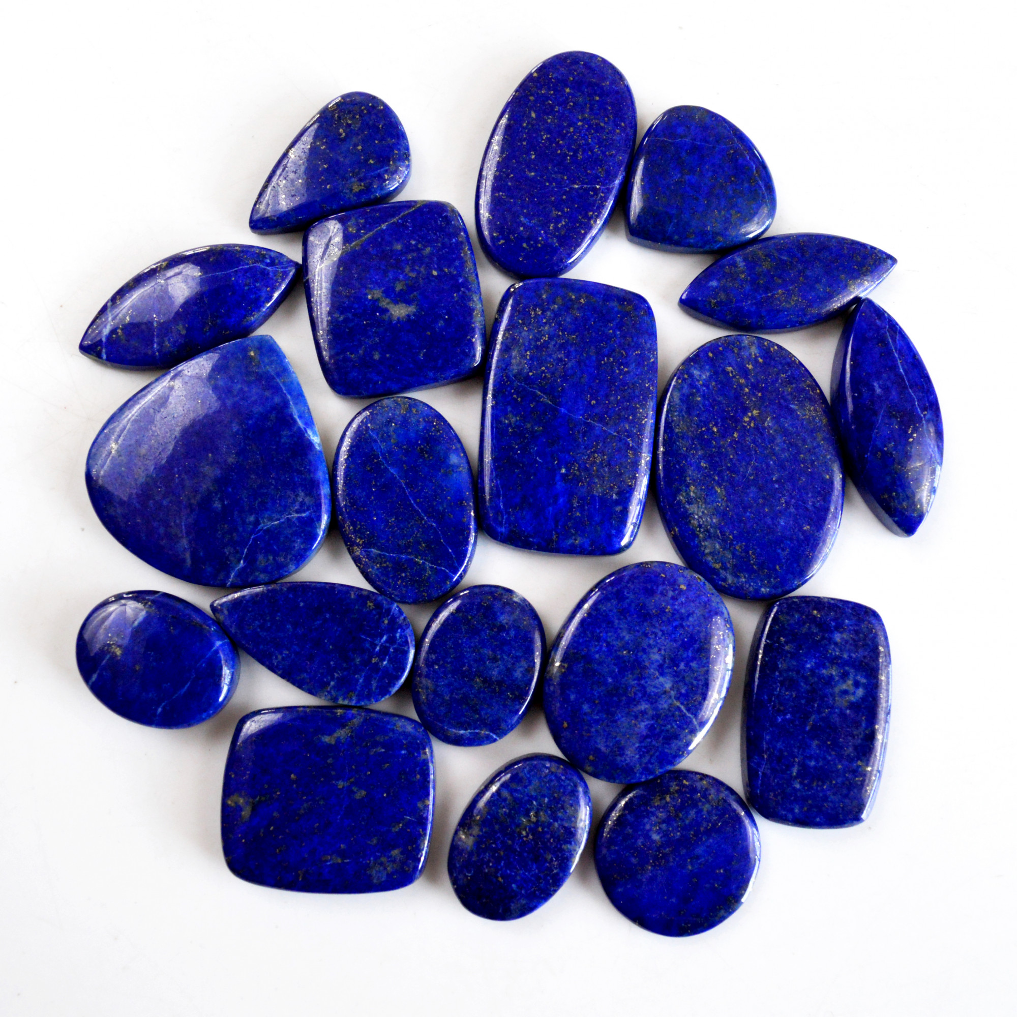 19 Pcs 424 Cts Natural Lapis Lazuli Cabochon Gemstone Lot For Jewelry Making 18x13-31x19mm14115