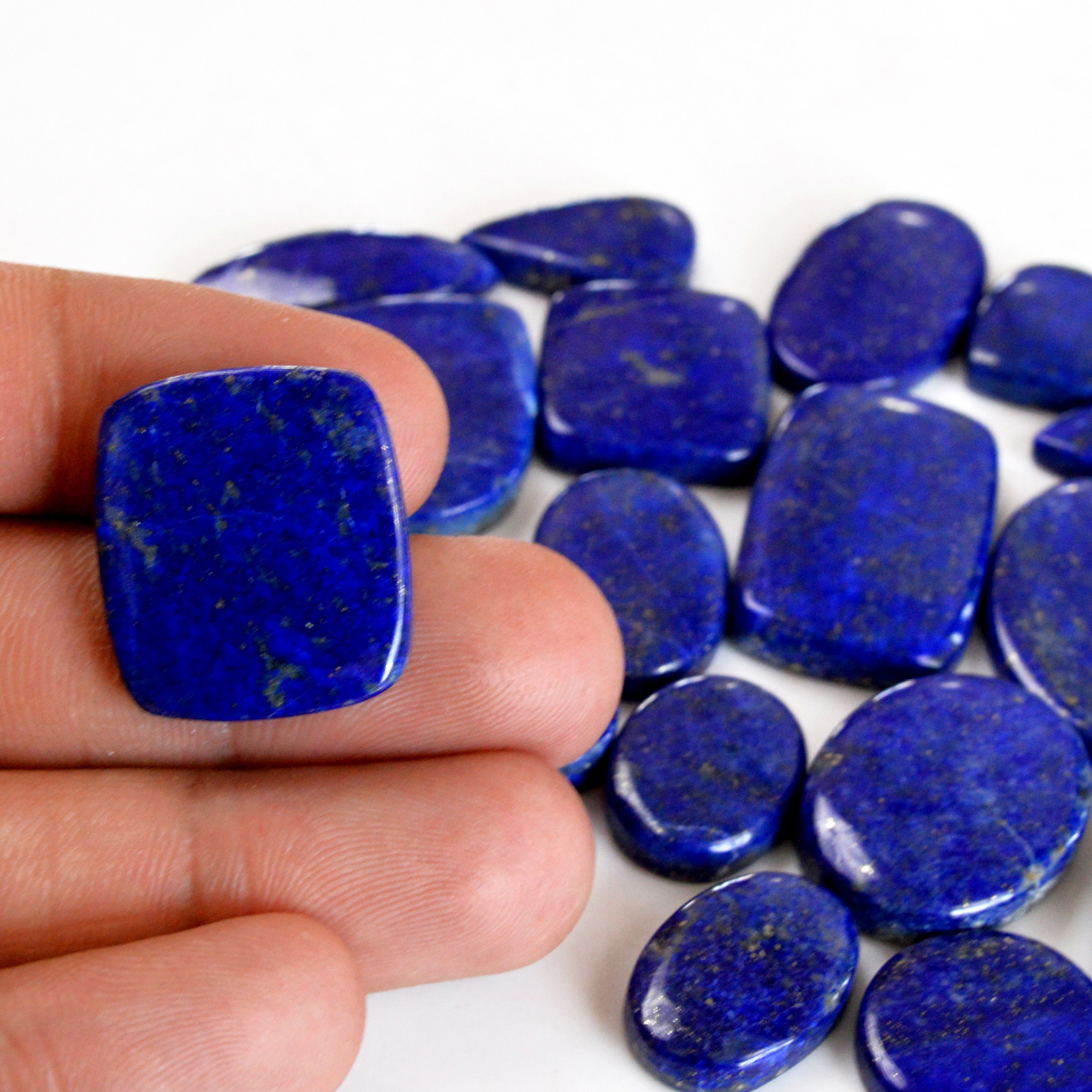 19 Pcs 424 Cts Natural Lapis Lazuli Cabochon Gemstone Lot For Jewelry Making 18x13-31x19mm14115