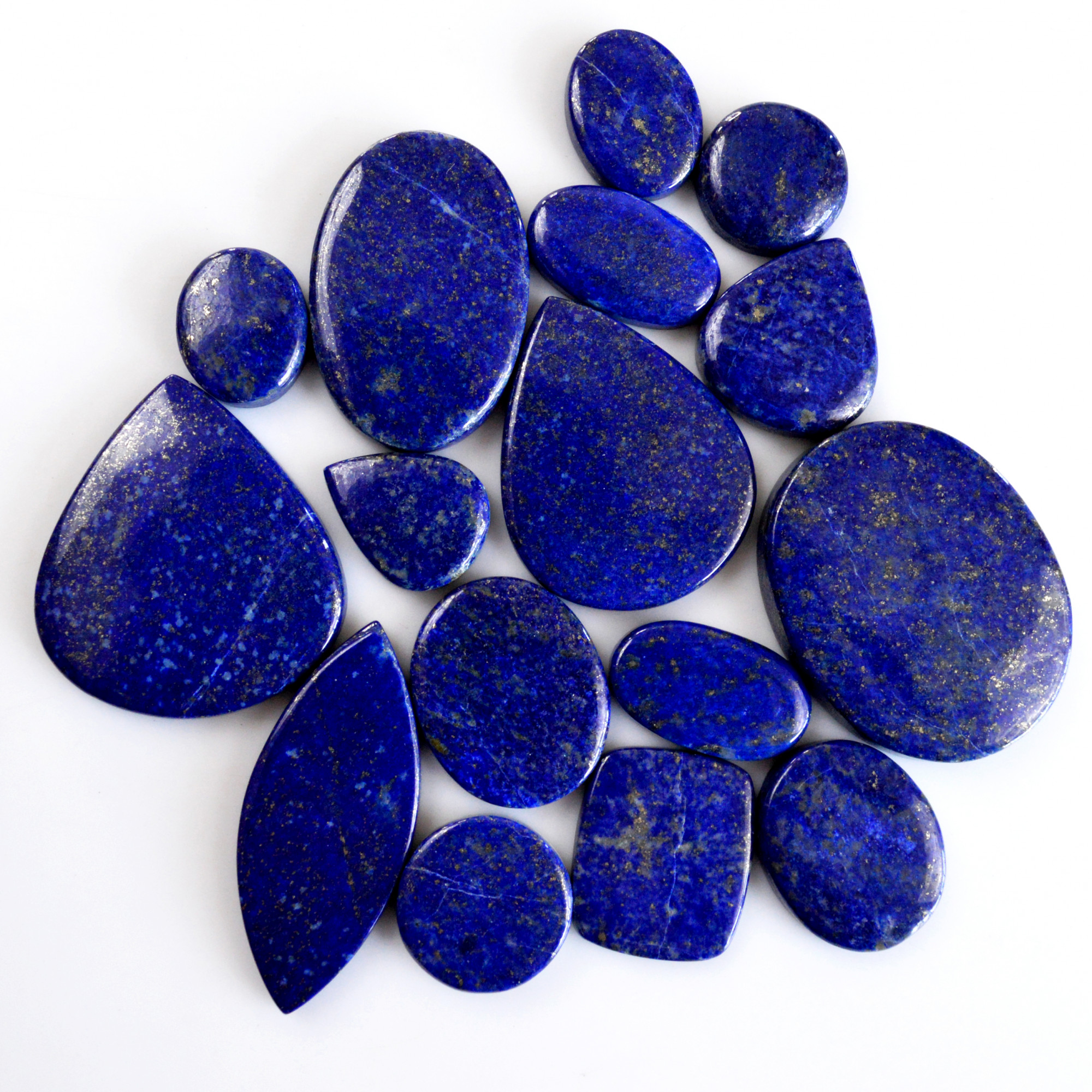 16 Pcs 510 Cts Natural Lapis Lazuli Cabochon Gemstone Lot For Jewelry Making 17x14-39x32mm14120