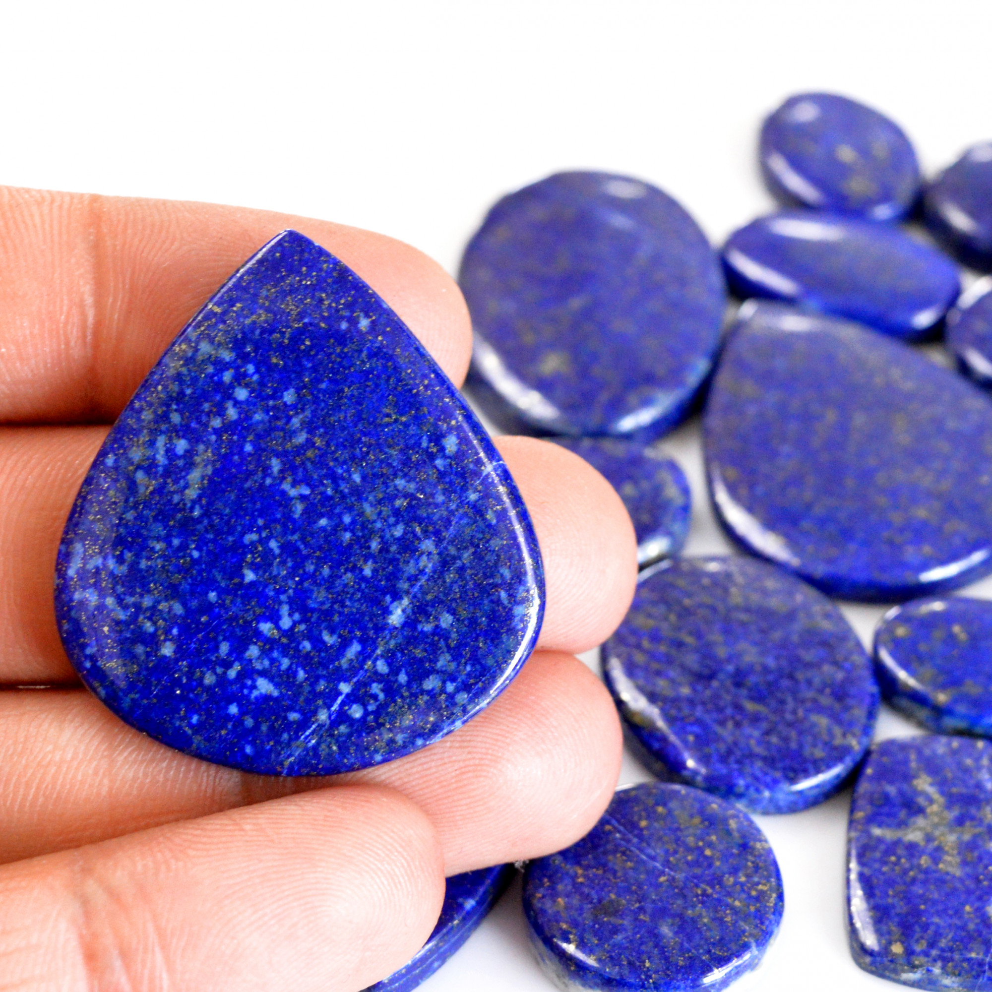 16 Pcs 510 Cts Natural Lapis Lazuli Cabochon Gemstone Lot For Jewelry Making 17x14-39x32mm14120