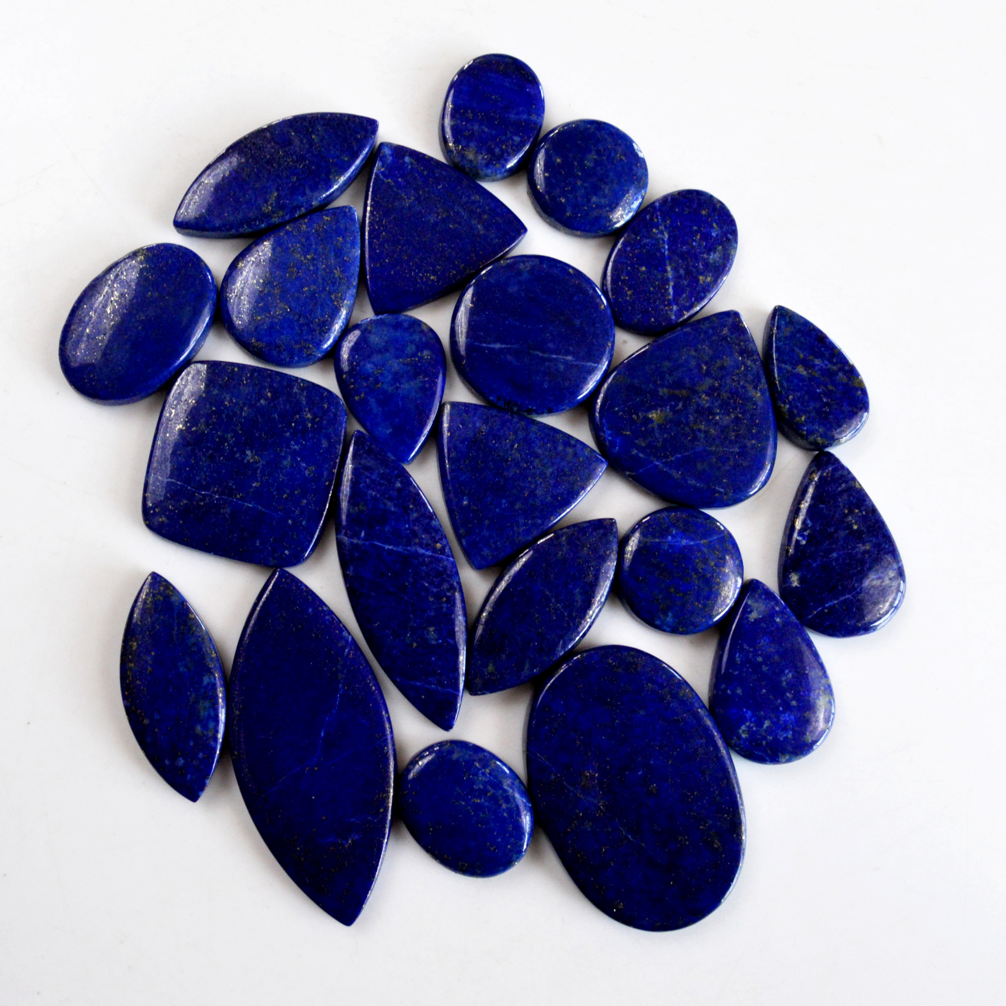 22 Pcs 501 Cts Natural Lapis Lazuli Cabochon Gemstone Lot For Jewelry Making 20x12-37x25mm14123