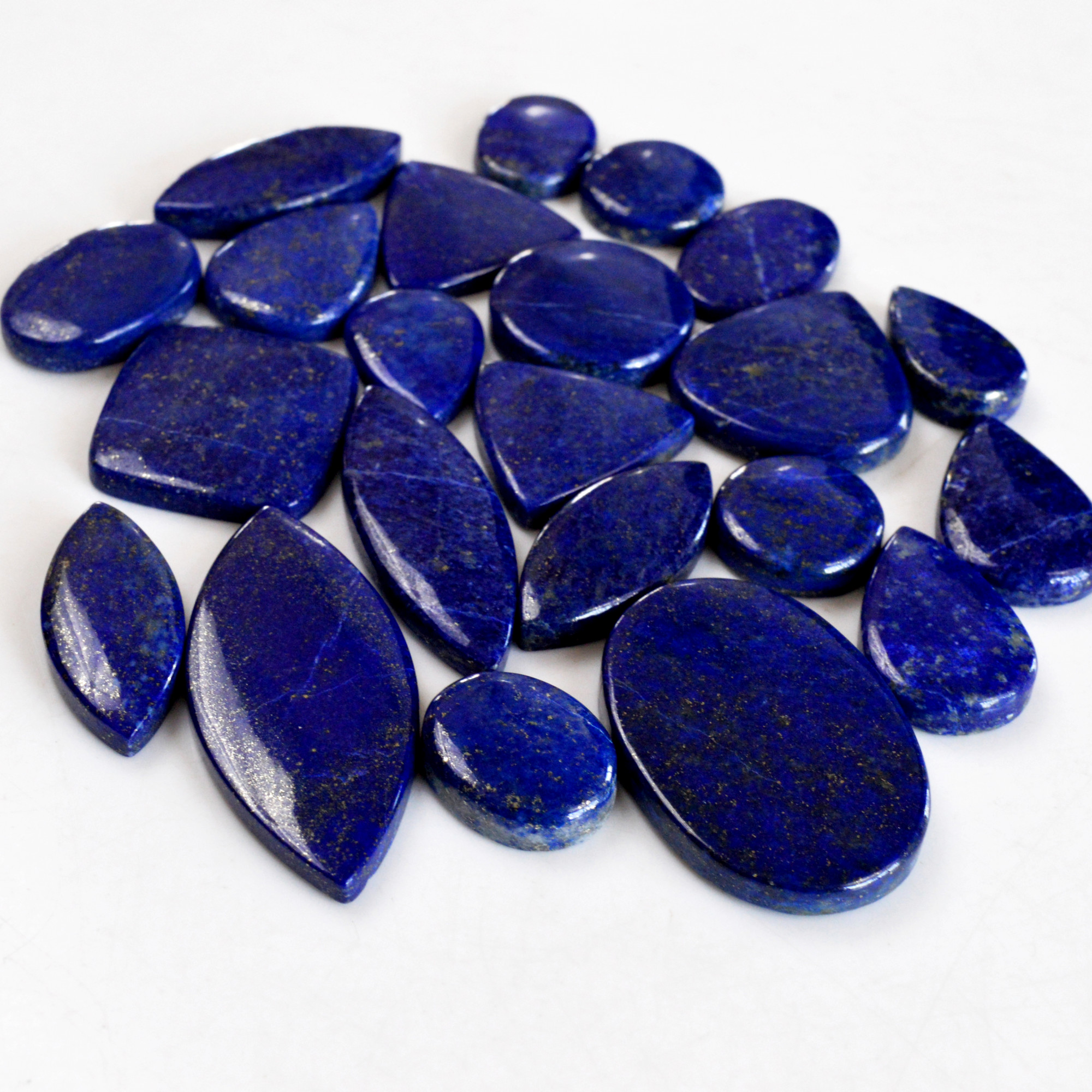 22 Pcs 501 Cts Natural Lapis Lazuli Cabochon Gemstone Lot For Jewelry Making 20x12-37x25mm14123