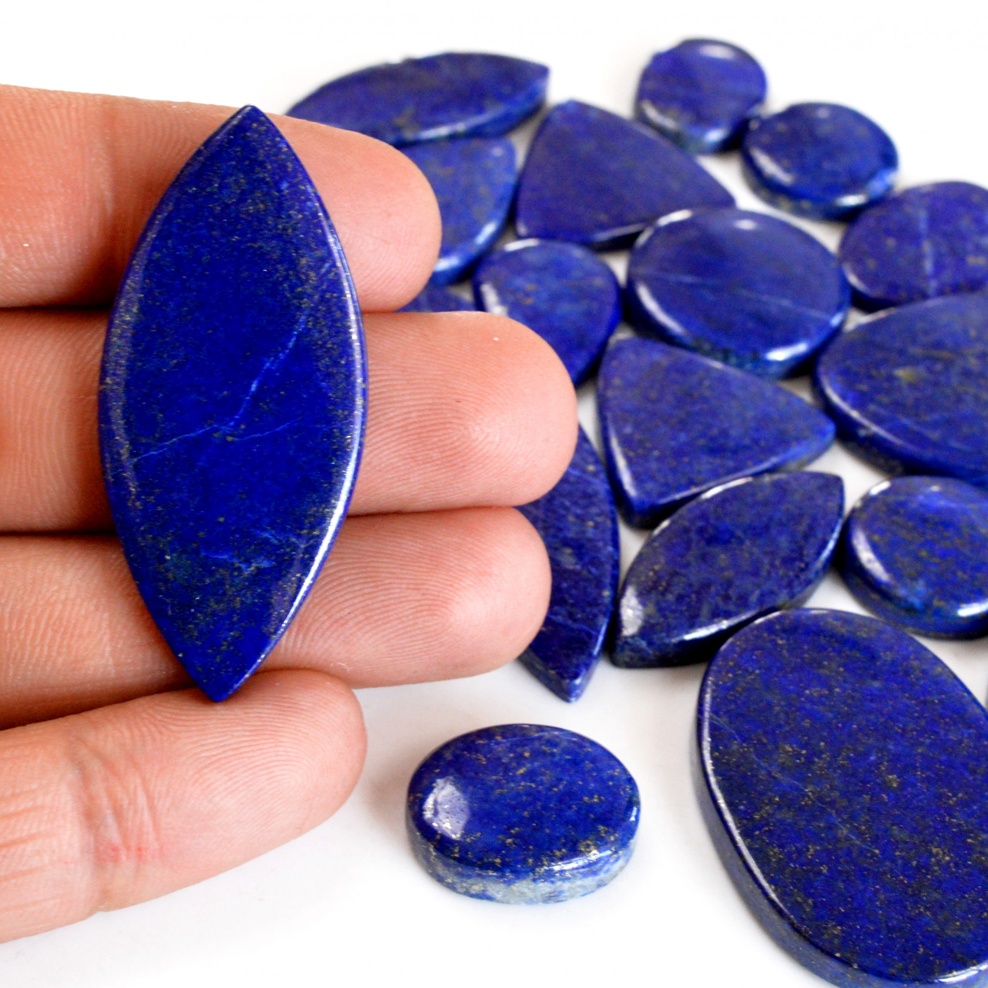 22 Pcs 501 Cts Natural Lapis Lazuli Cabochon Gemstone Lot For Jewelry Making 20x12-37x25mm14123