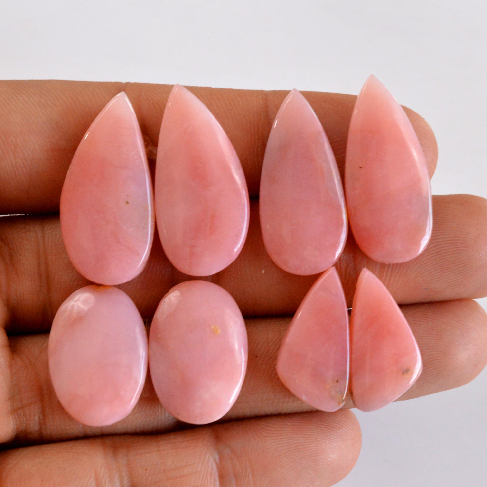 4 Pairs 88 Cts Natural Smooth Pink Opal Pairs Mix Loose Gemstone Cabochon Wholesale Lot Size 20x10-29x13mm 14138