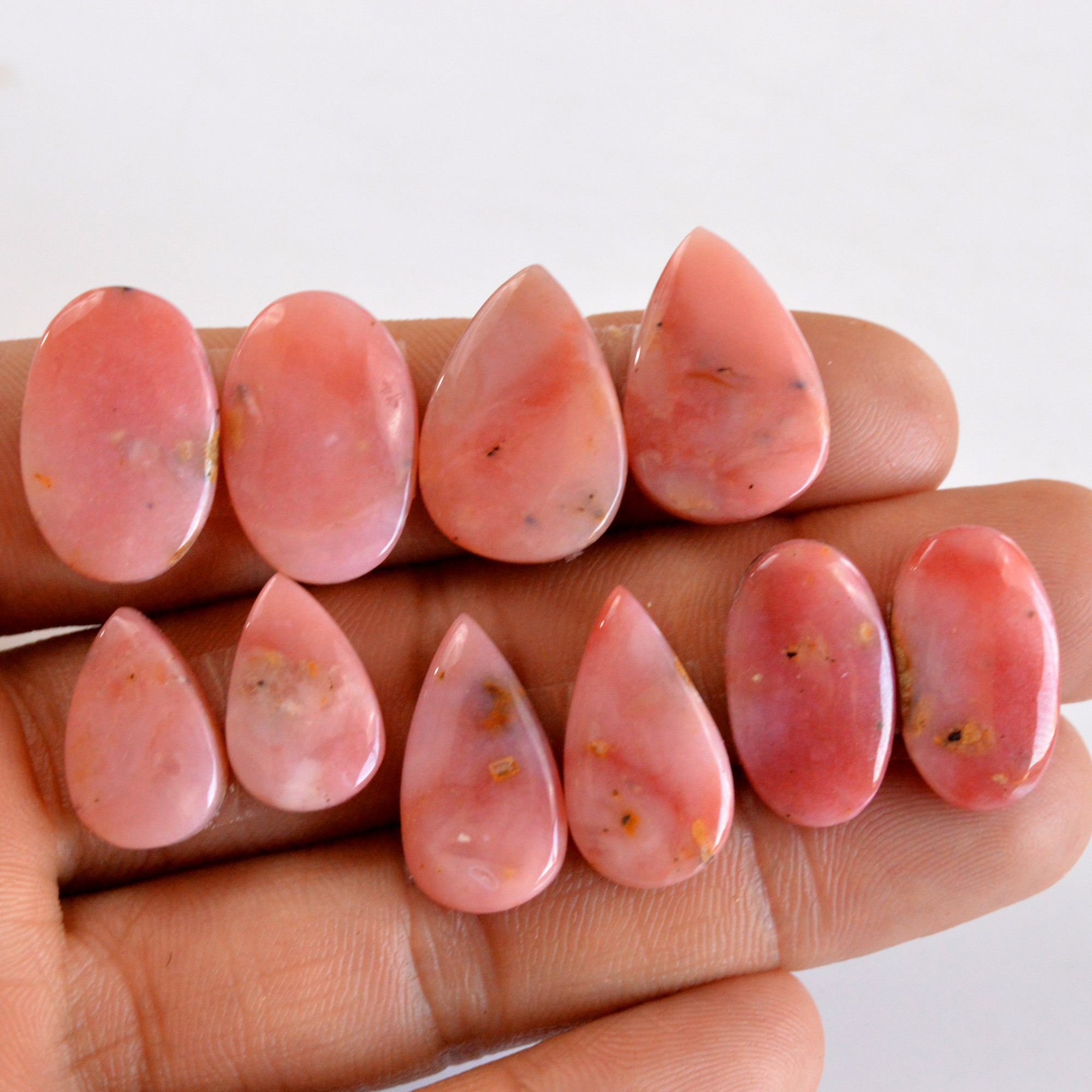 5 Pair 80 Cts Natural Smooth Pink Opal Pairs Mix Loose Gemstone Cabochon Wholesale Lot Size 16x10-20x13mm 14143