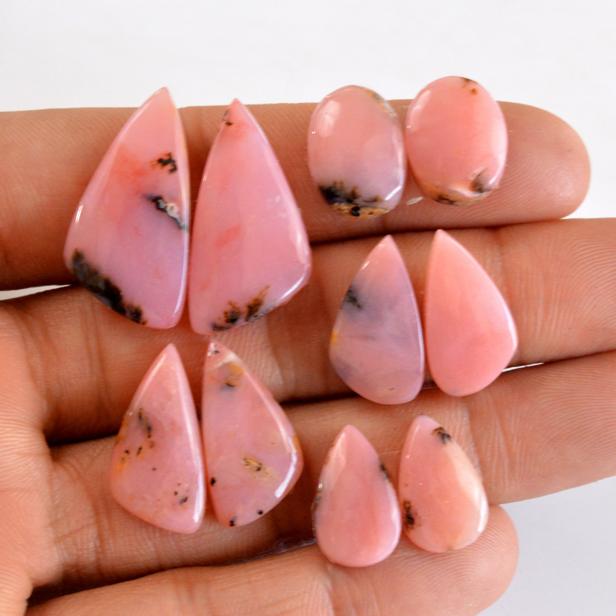 5 Pair 67 Cts Natural Smooth Pink Opal Pairs Mix Loose Gemstone Cabochon Wholesale Lot Size 15x9-27x13mm 14150