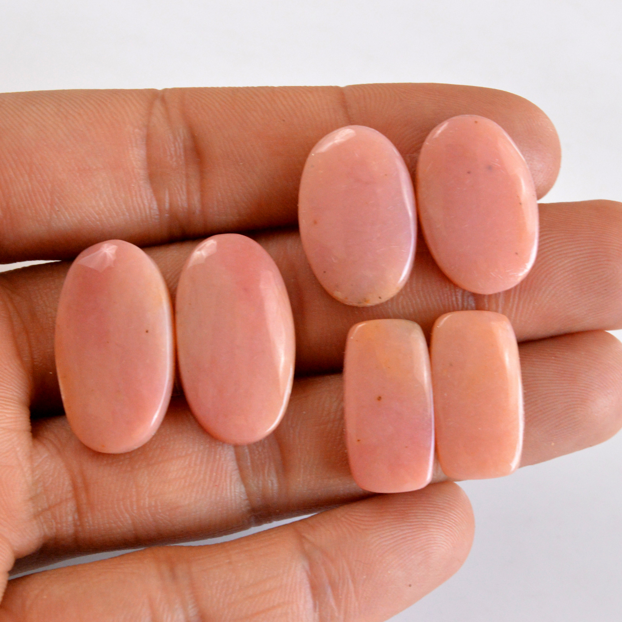 3 Pcs 62 Cts Natural Smooth Pink Opal Pairs Mix Loose Gemstone Cabochon Wholesale Lot Size 20x10-25x13mm14168