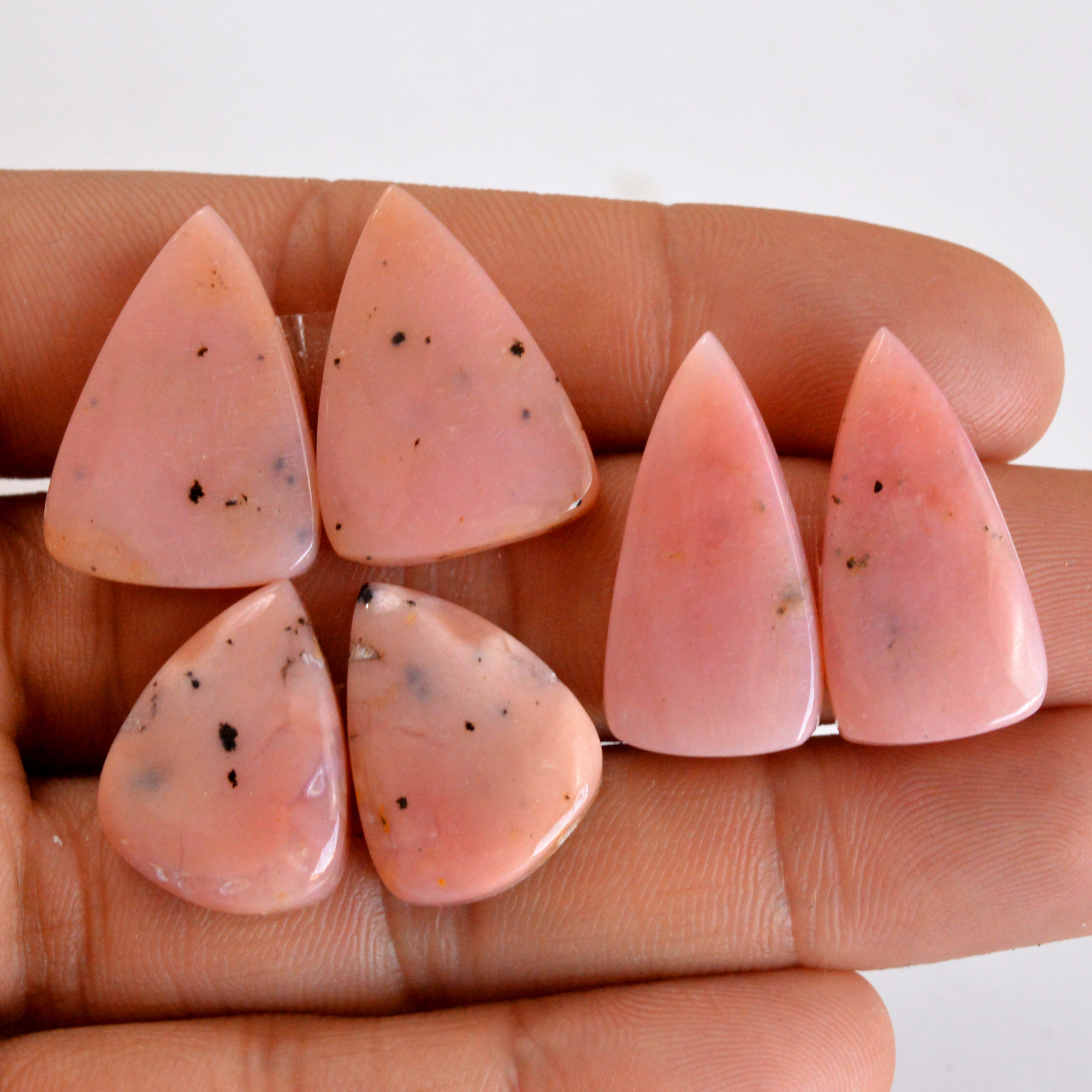 3 Pair 74 Cts Natural Smooth Pink Opal Pairs Mix Loose Gemstone Cabochon Wholesale Lot Size 20x15-25x13mm 14174