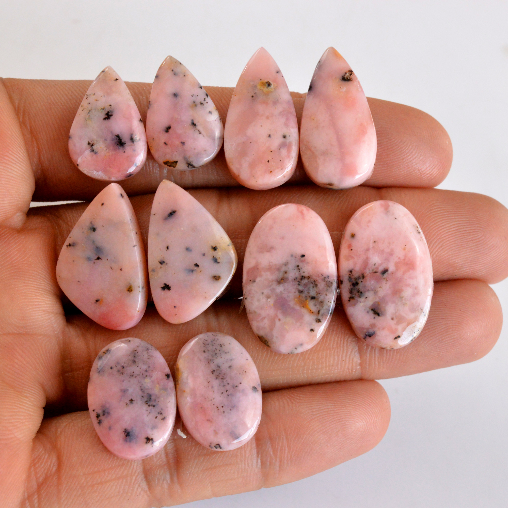 5 Pair 114 Cts Natural Smooth Pink Opal Pairs Mix Loose Gemstone Cabochon Wholesale Lot Size 19x12-24x15mm 14179