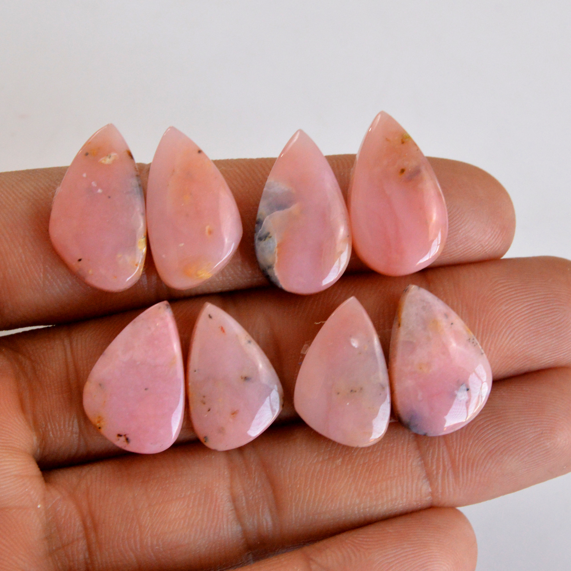 4 Pair70 Cts Natural Smooth Pink Opal Pairs Mix Loose Gemstone Cabochon Wholesale Lot Size 18x11-21x12mm 14182