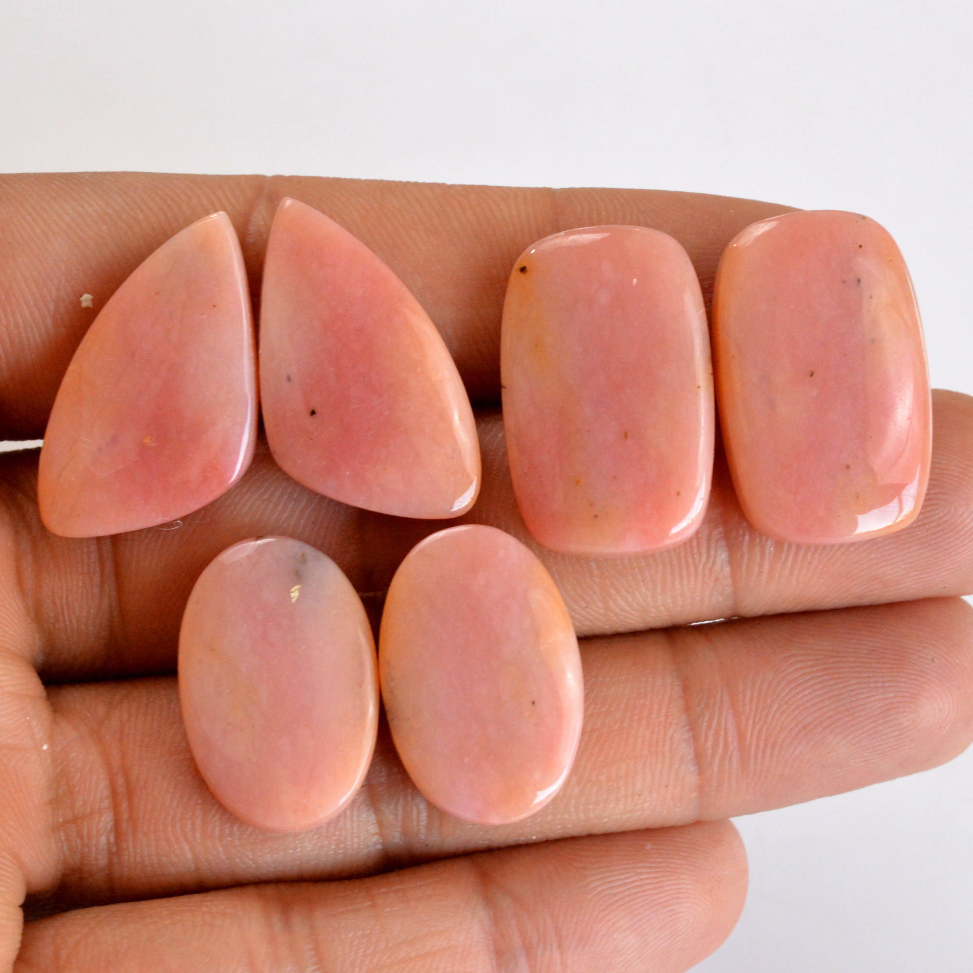 3 Pair 93 Cts Natural Smooth Pink Opal Pairs Mix Loose Gemstone Cabochon Wholesale Lot Size 21x14-25x15mm14187