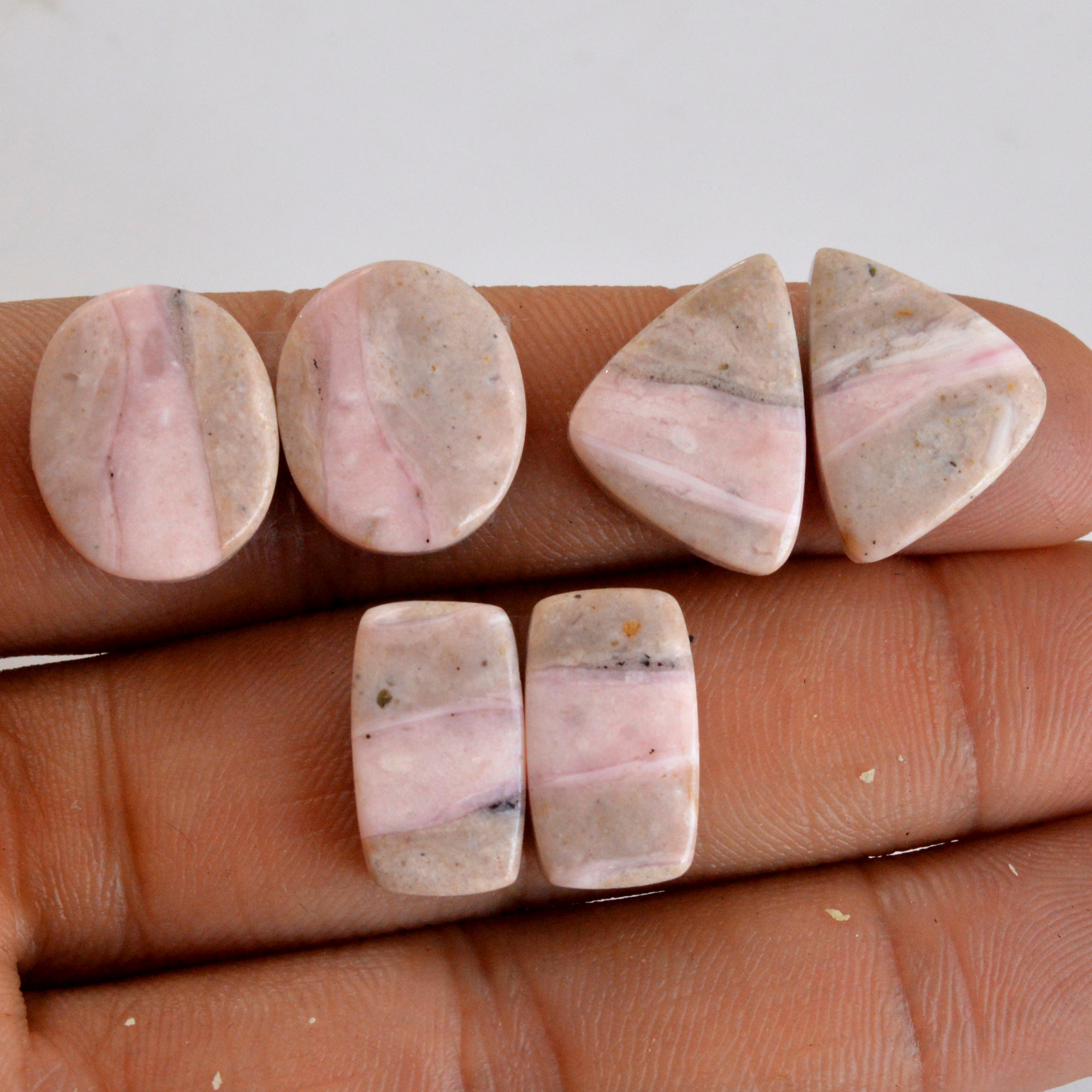 3 Pair 45 Cts Natural Smooth Pink Opal Pairs Mix Loose Gemstone Cabochon Wholesale Lot Size 16x9-16x13mm 14228