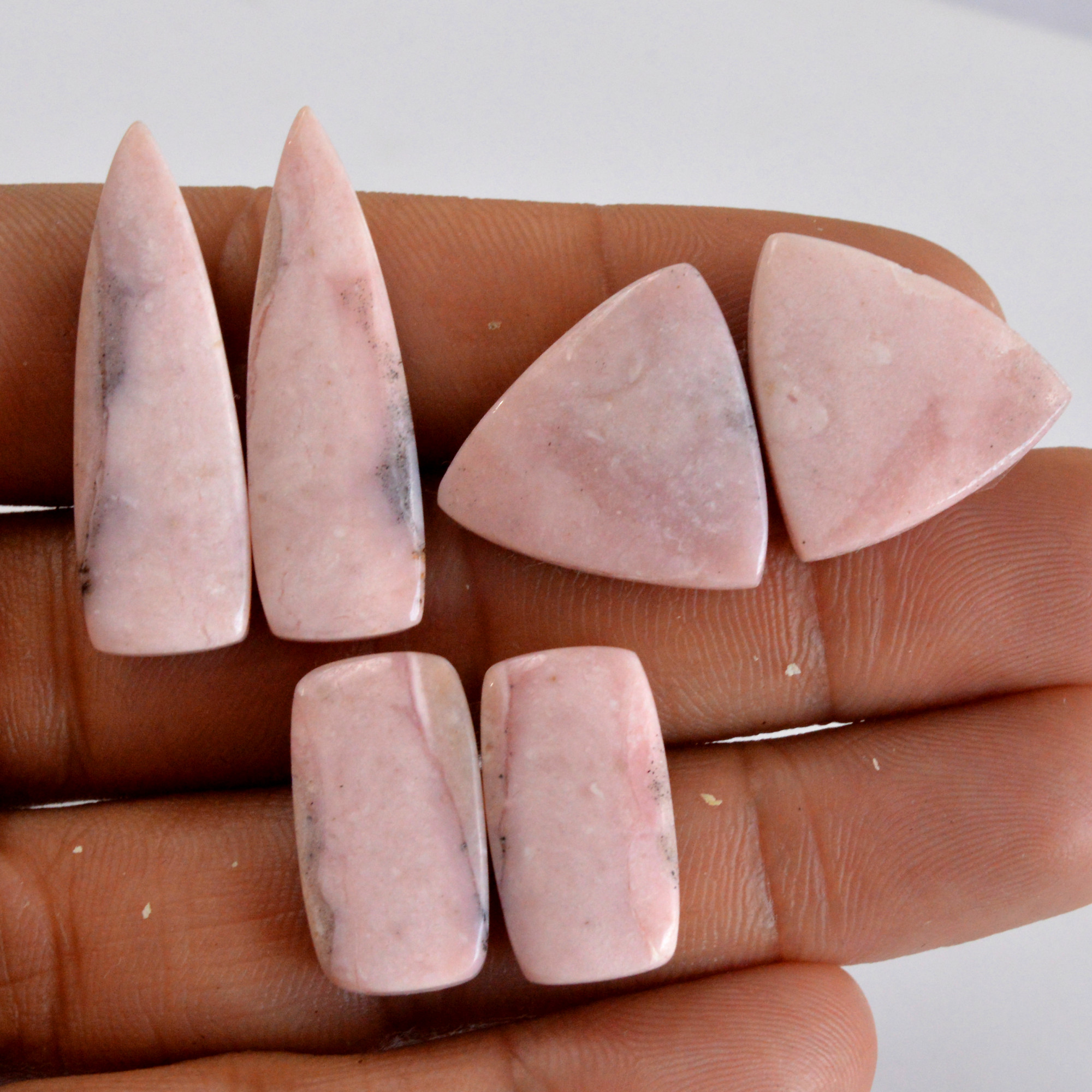 3 Pair 70 Cts Natural Smooth Pink Opal Pairs Mix Loose Gemstone Cabochon Wholesale Lot Size 20x10-33x10mm 14229