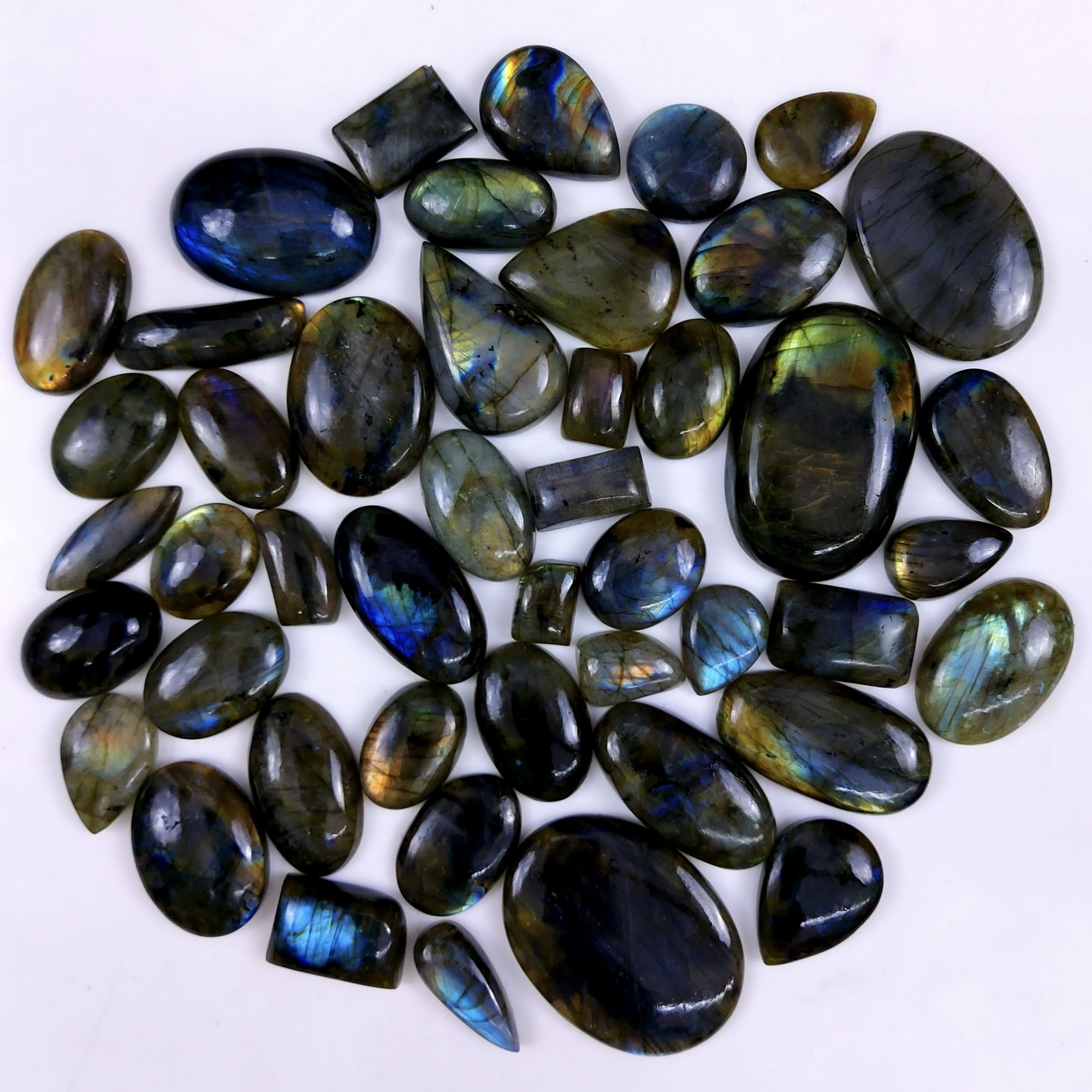 46pc 1723Cts Labradorite Cabochon Multifire Healing Crystal For Jewelry Supplies Labradorite Necklace Handmade Wire Wrapped Gemstone Pendant 55x35 22x16mm6349