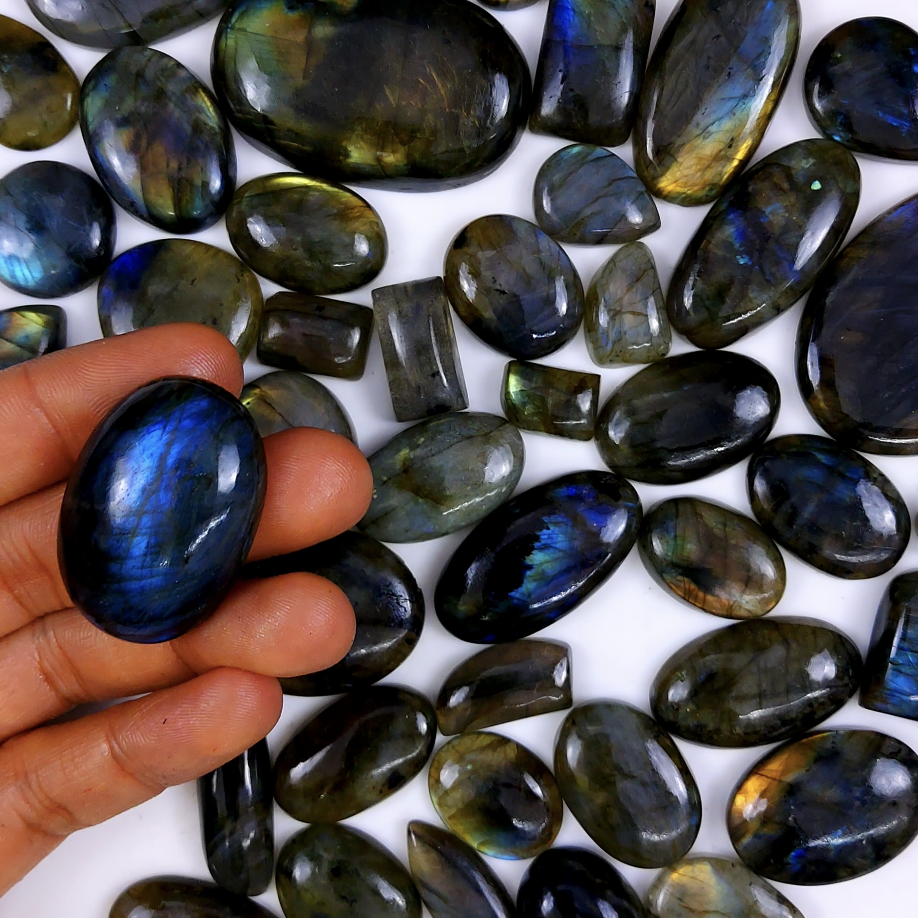 46pc 1723Cts Labradorite Cabochon Multifire Healing Crystal For Jewelry Supplies Labradorite Necklace Handmade Wire Wrapped Gemstone Pendant 55x35 22x16mm6349