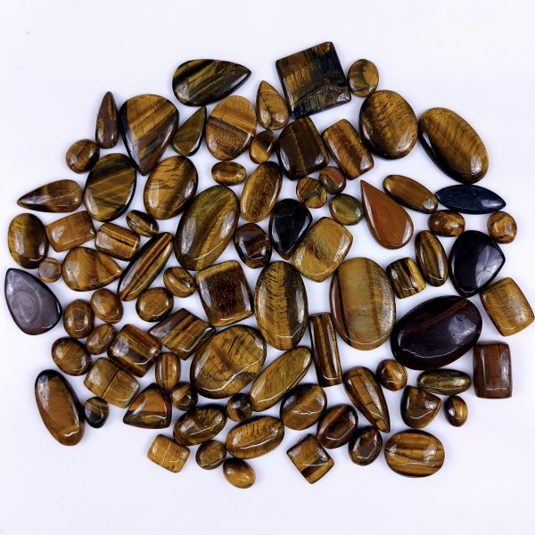 81Pcs 1578Cts Natural Tiger Eye Cabochon Loose Gemstone Tiger Eye Gemstone Smooth Both Side Polish Shiny Color Tiger Eye Gemstone 37x22 13x8mm#6960