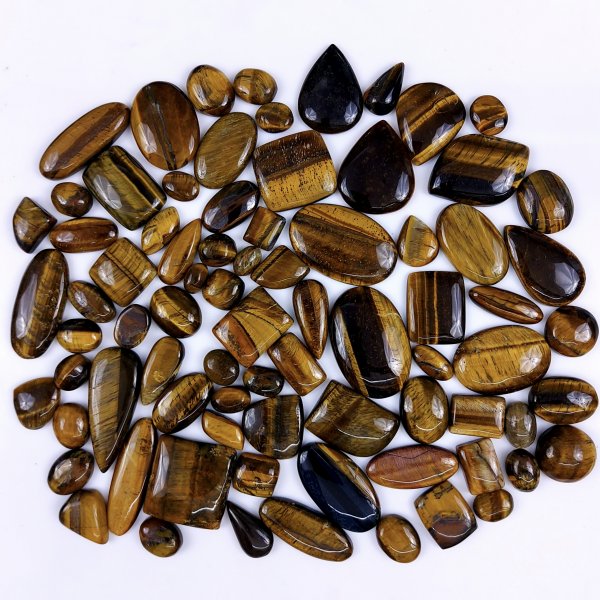 79Pcs 1670Cts Natural Tiger Eye Cabochon Loose Gemstone Tiger Eye Gemstone Smooth Both Side Polish Shiny Color Tiger Eye Gemstone 37x22 13x8mm#6990