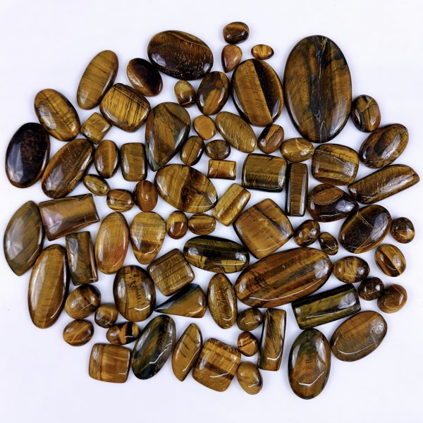 75Pcs 1634Cts Natural Tiger Eye Cabochon Loose Gemstone Tiger Eye Gemstone Smooth Both Side Polish Shiny Color Tiger Eye Gemstone 37x22 13x8mm#6996