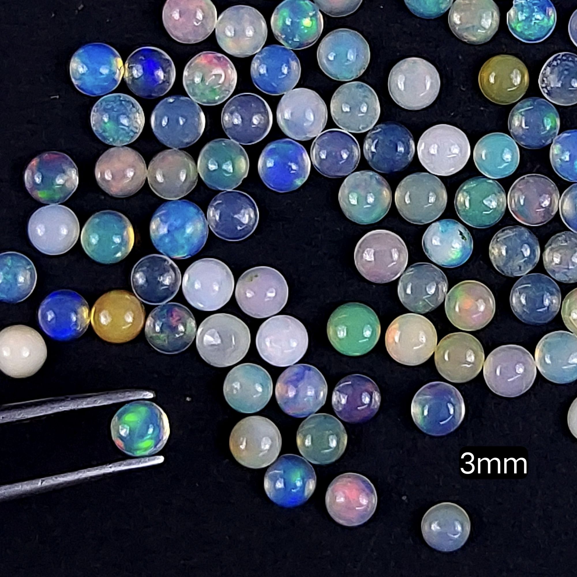 100Pcs 7cts Lot Natural Ethiopian Opal Calibrated Round Shape Cabochons for Jewelry Making 3x3 R-7065