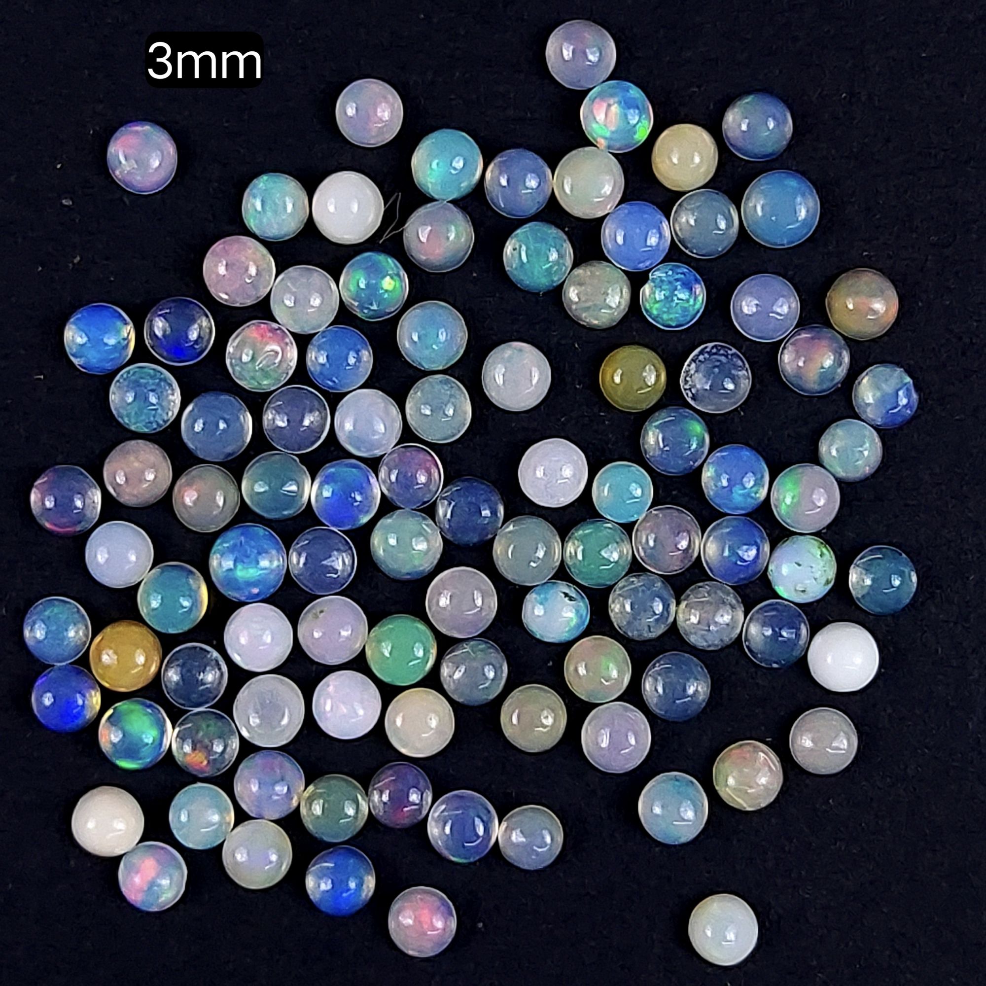 100Pcs 7cts Lot Natural Ethiopian Opal Calibrated Round Shape Cabochons for Jewelry Making 3x3 R-7065