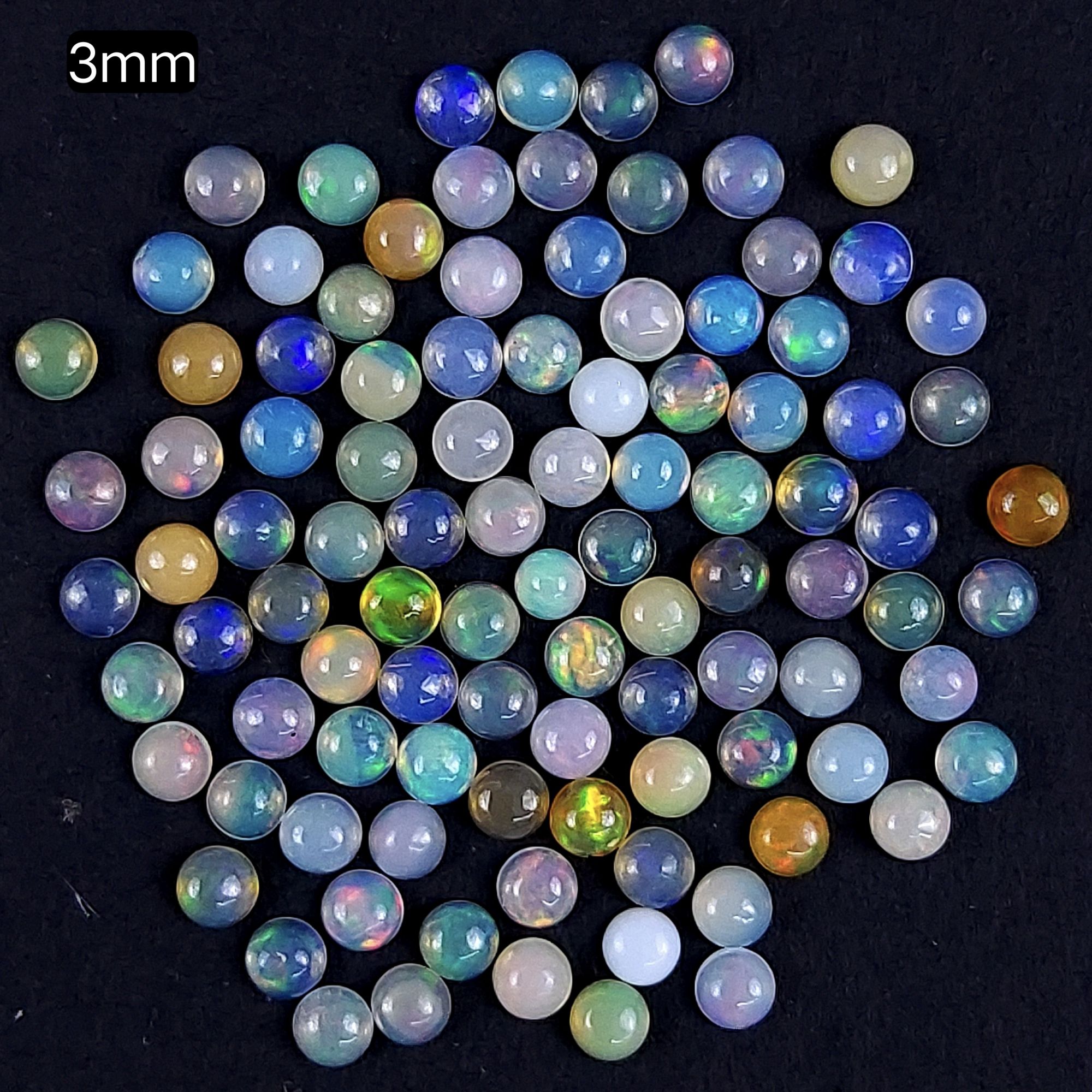 100Pcs 7cts Lot Natural Ethiopian Opal Calibrated Round Shape Cabochons for Jewelry Making 3x3 R-7065