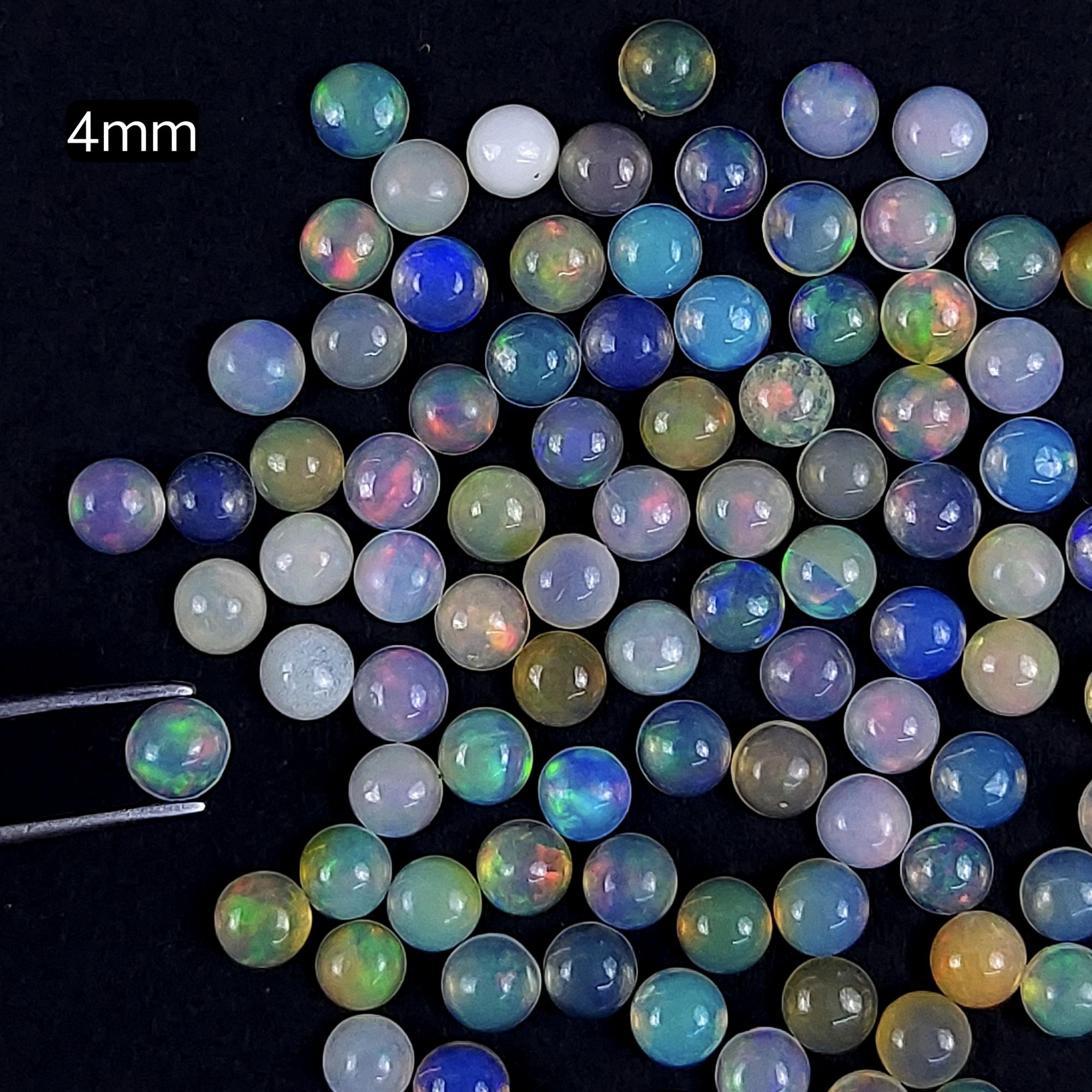 100Pcs 18cts Lot Natural Ethiopian Opal Calibrated Round Shape Cabochons for Jewelry Making 3x3 R-7124