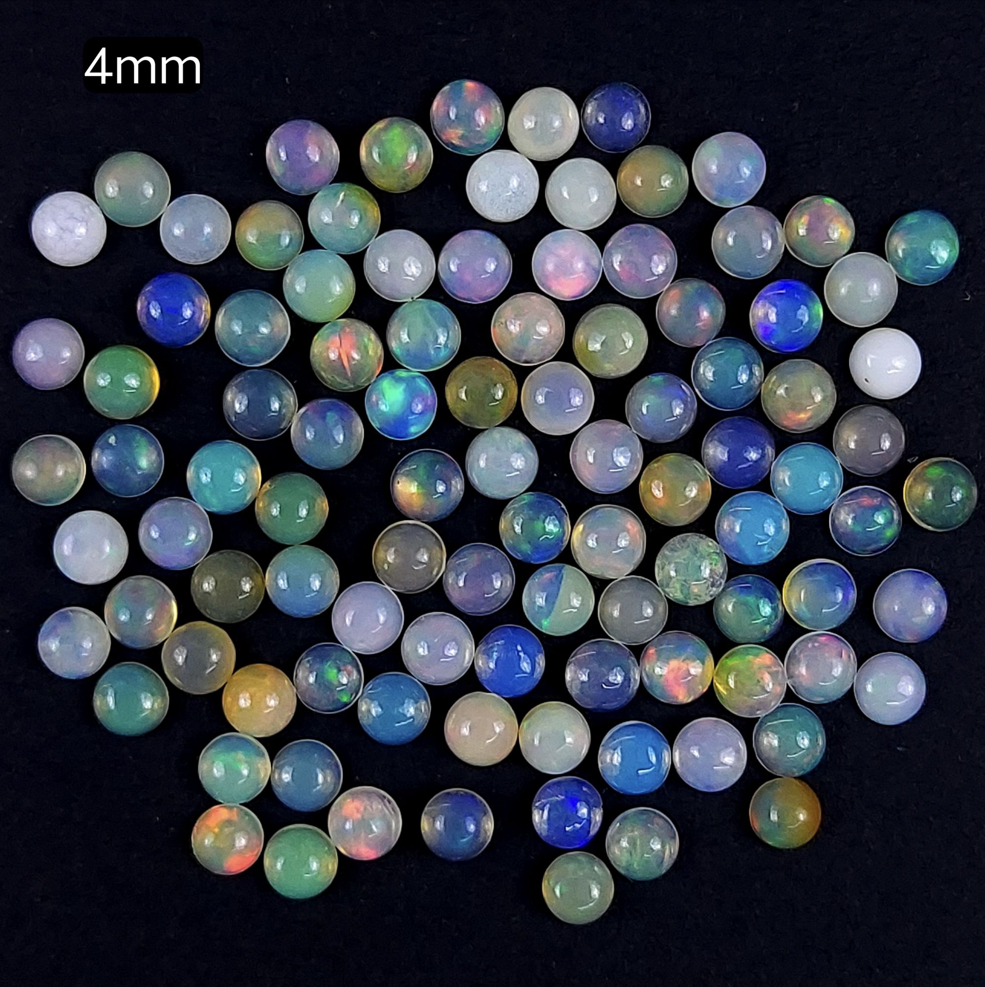 100Pcs 18cts Lot Natural Ethiopian Opal Calibrated Round Shape Cabochons for Jewelry Making 3x3 R-7124