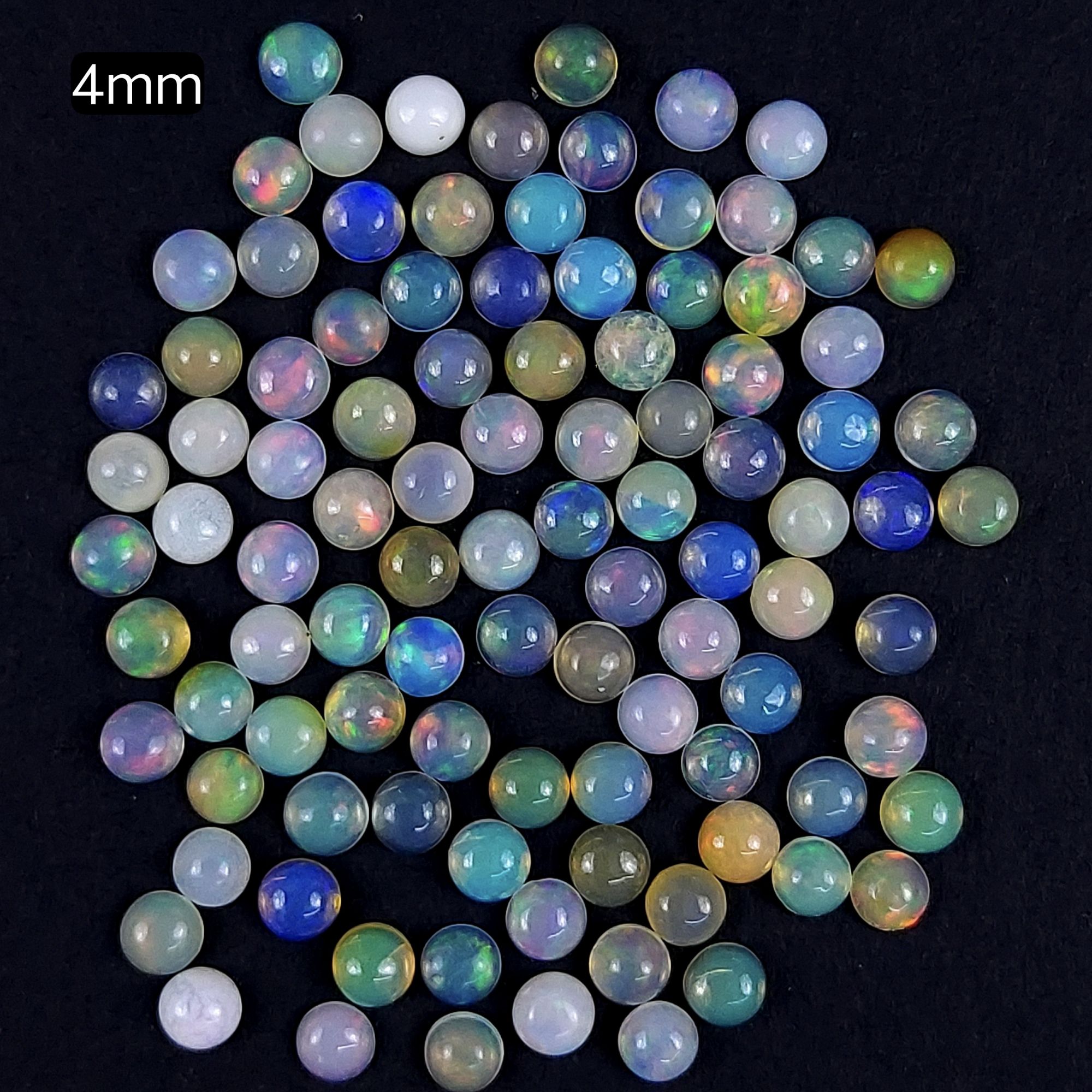 100Pcs 18cts Lot Natural Ethiopian Opal Calibrated Round Shape Cabochons for Jewelry Making 3x3 R-7124